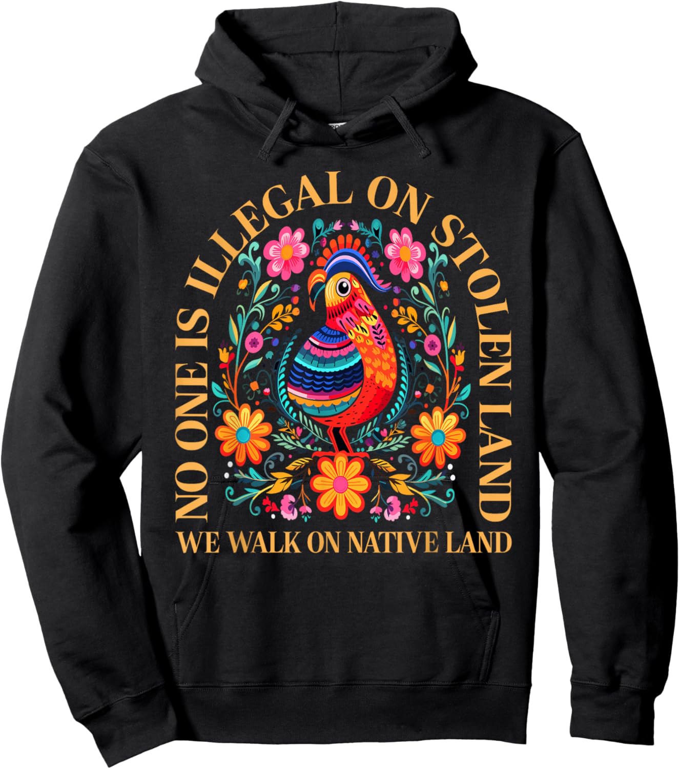 No One is Illegal On Stolen Land Native Americans Vintage Hoodie - Hoodie | Black