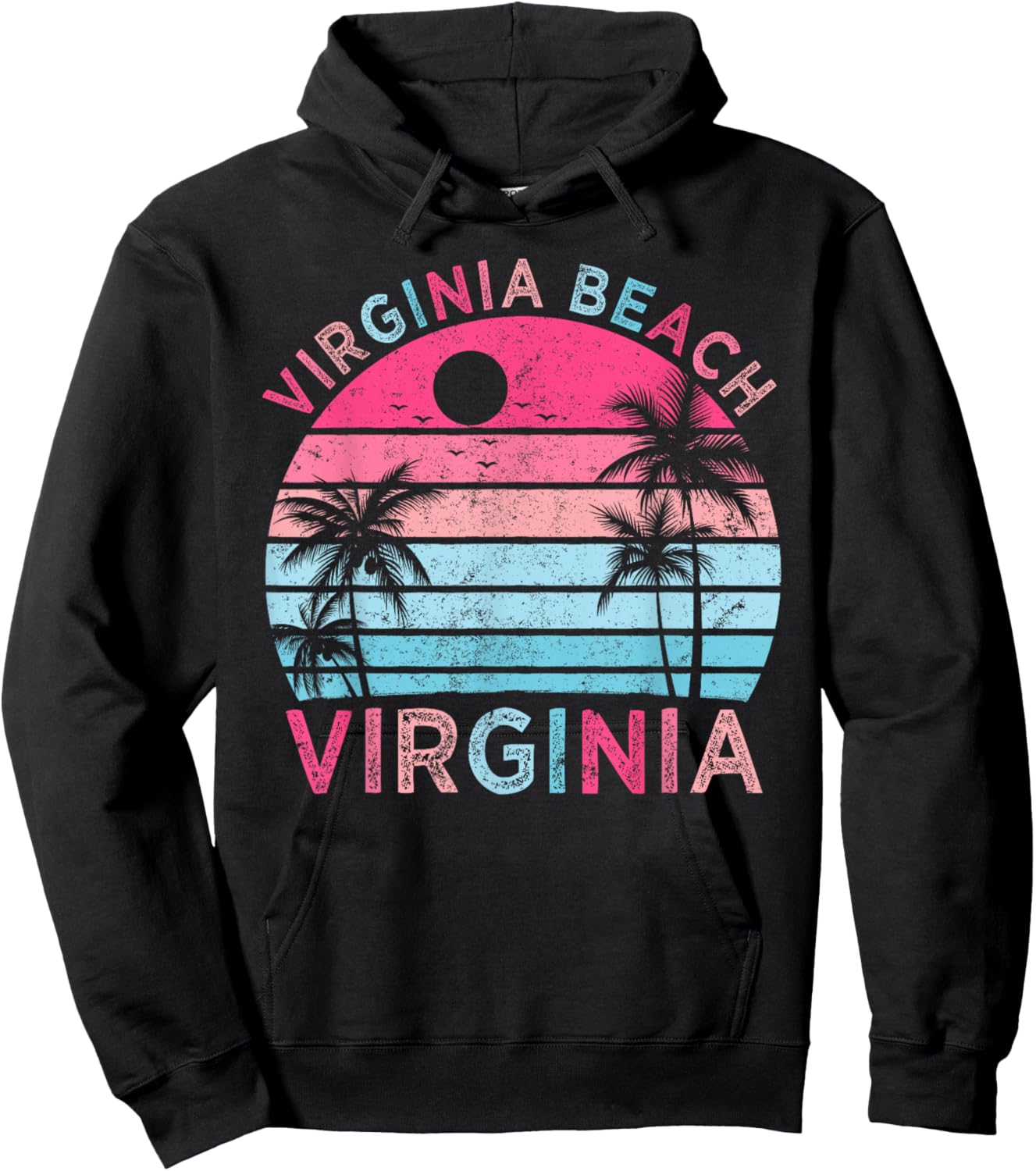 Virginia Beach Virginia Vintage Sunset Family Vacation Hoodie - Hoodie | Black