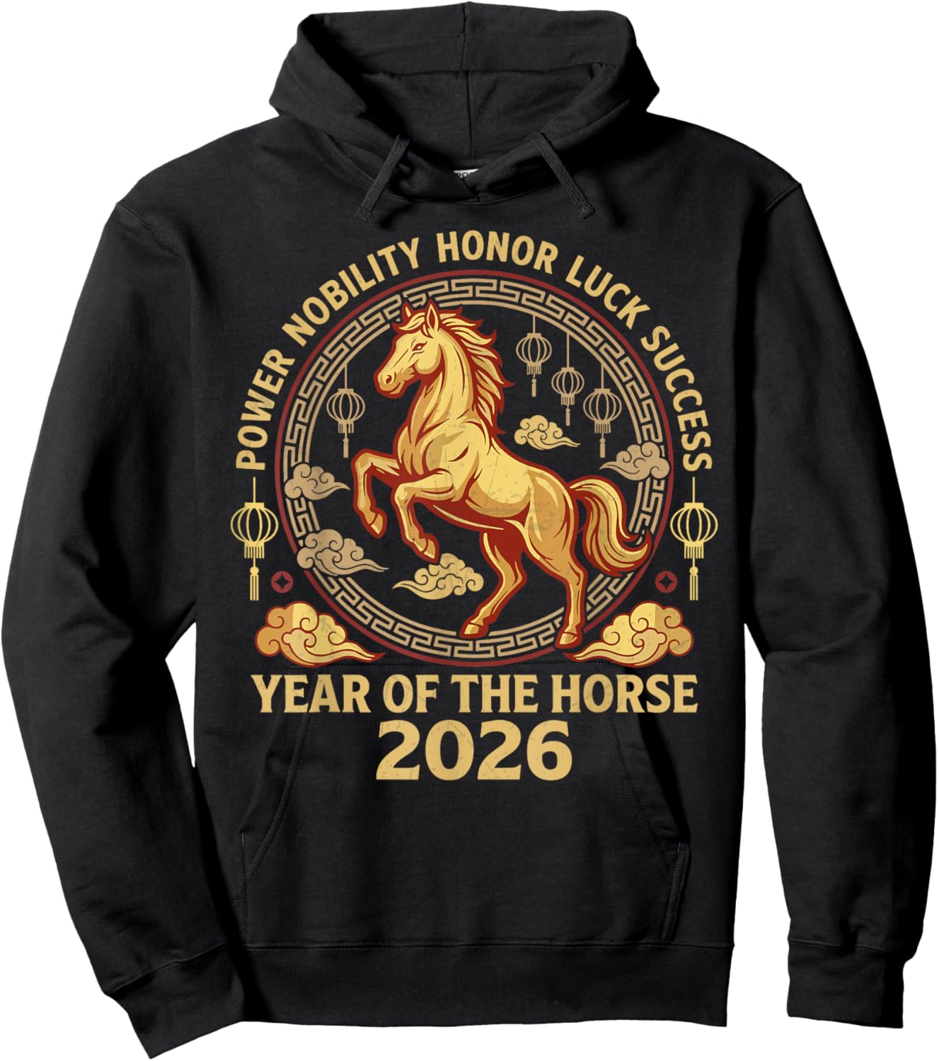 Happy Chinese New Year 2026 Year of The Horse 2026 Hoodie - Hoodie | Black