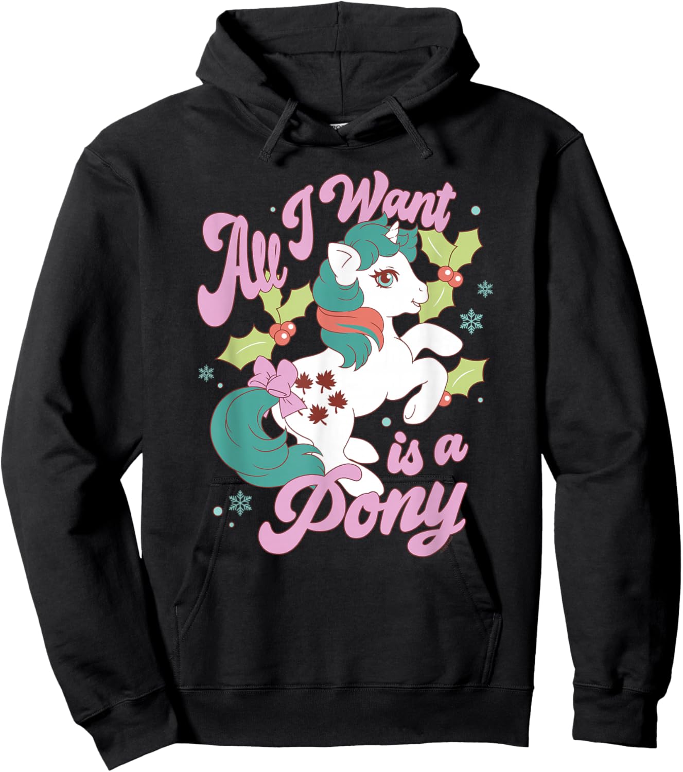 My Little Pony Christmas All I Want is A Pony Vintage Poster Hoodie - Hoodie | Black