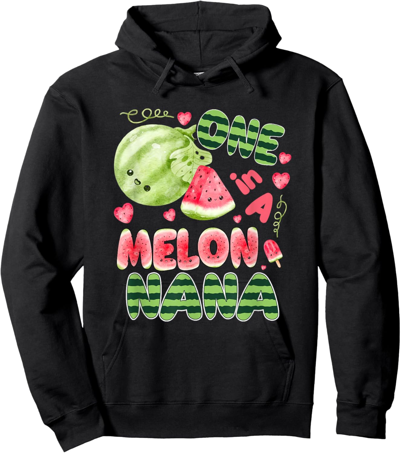 One in a Melon Nana 1st Birthday Party Family Matching Hoodie - Hoodie | Black