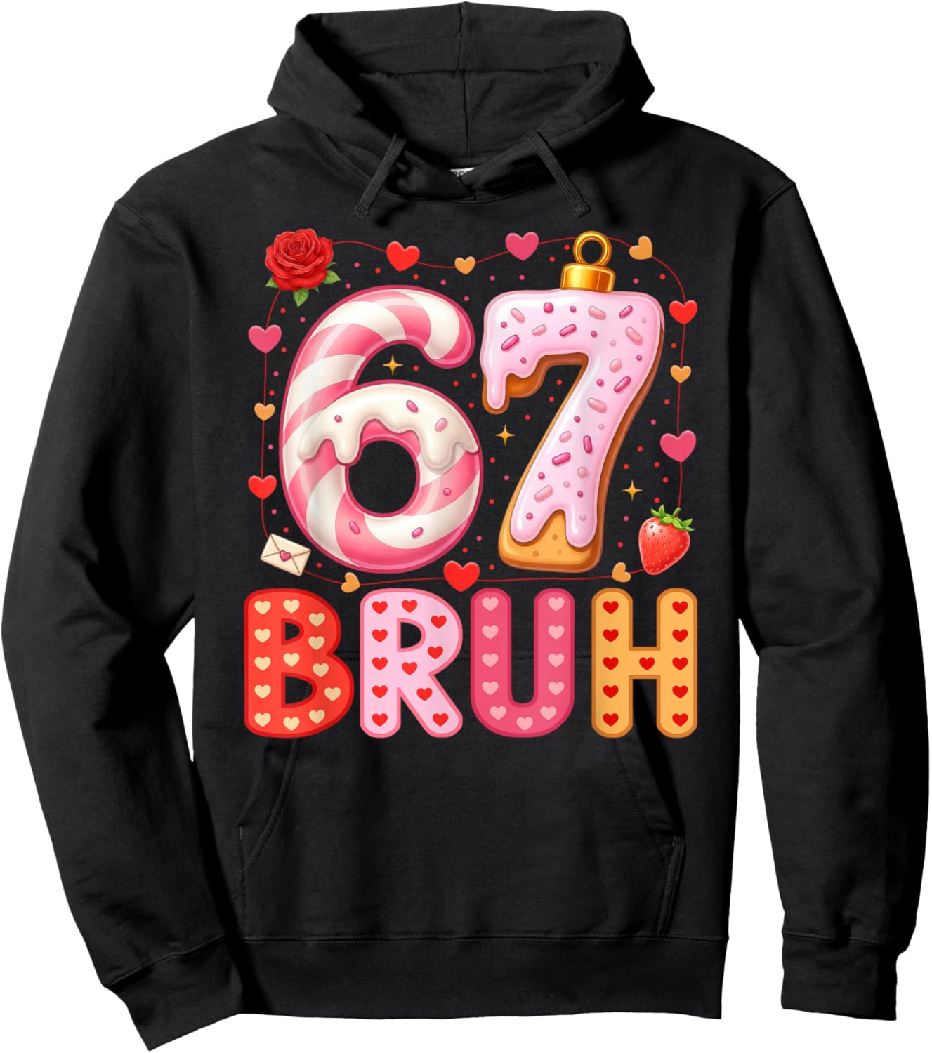 67 Meme 6 7 Numbers Six Seven Bruh Boys Kids Valentines Day Hoodie - Hoodie | Black