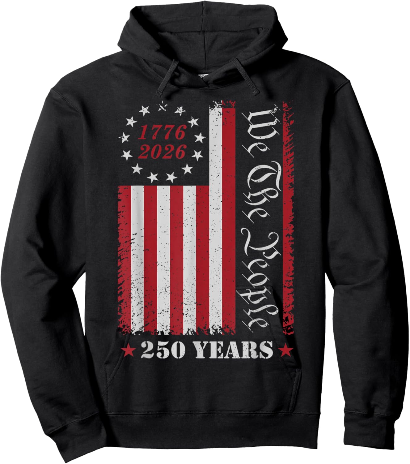 4th of July 1776 2026 USA 250 Years Patriotic Hoodie - Hoodie | Black