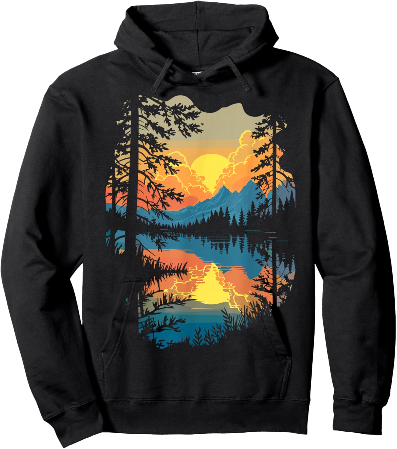 Nature Trees Reflection Forest Outdoor Hoodie - Hoodie | Black