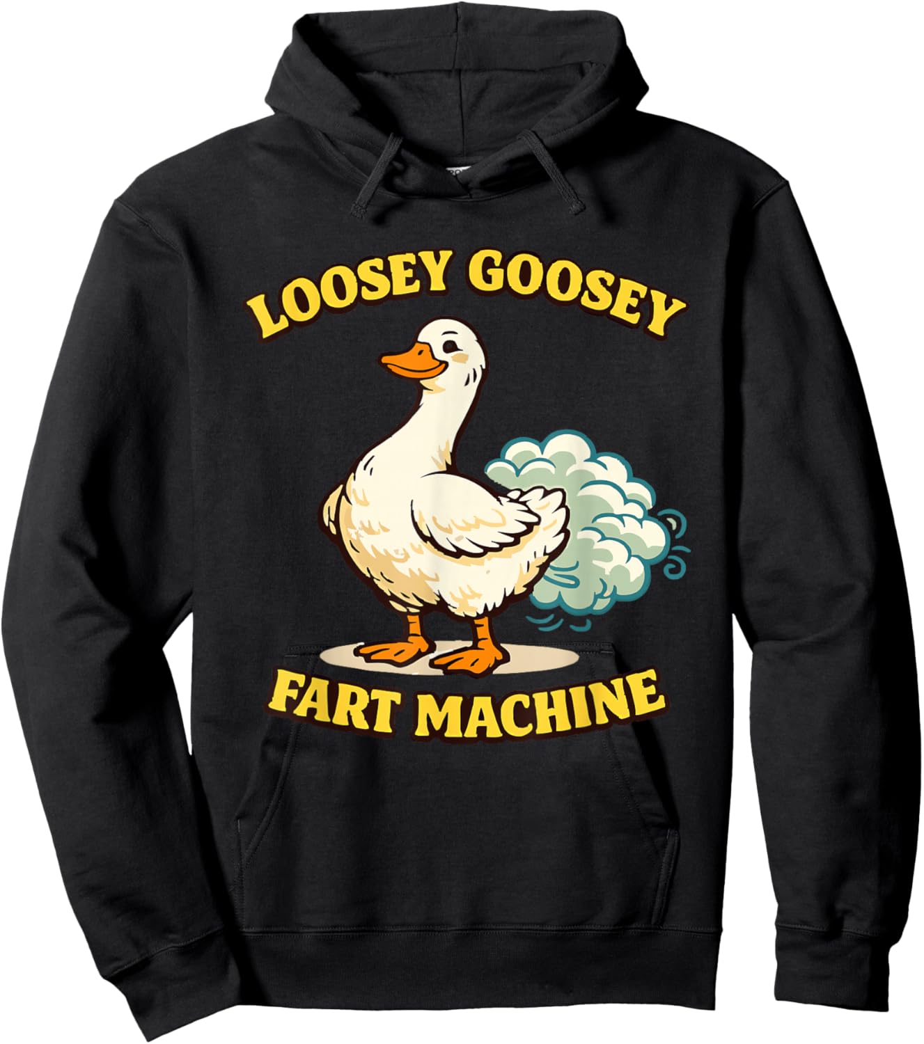 Loosey Goosey Fart Machine Funny Farting Goose Graphic Hoodie - Hoodie | Black
