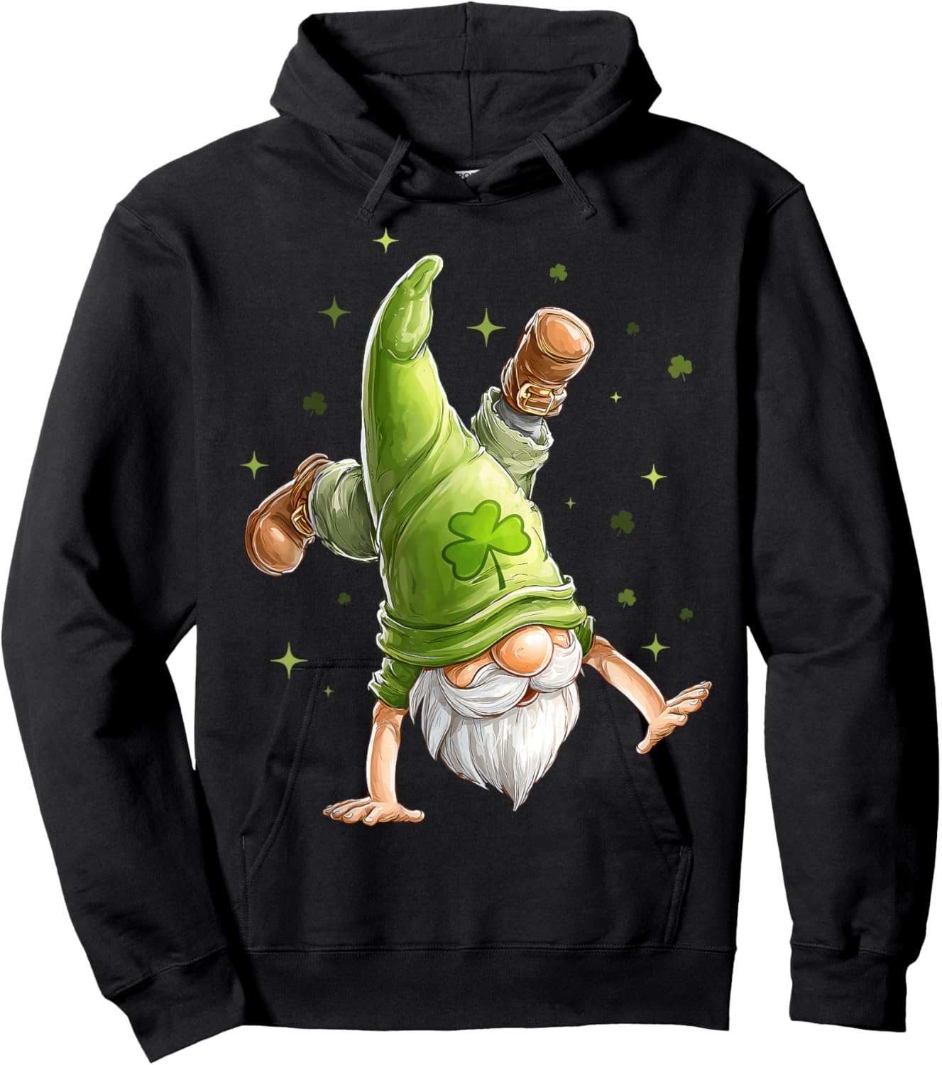 Cartwheel Gymnast Gnome Shamrock St. Patricks Day Gymnastic Hoodie - Hoodie | Black