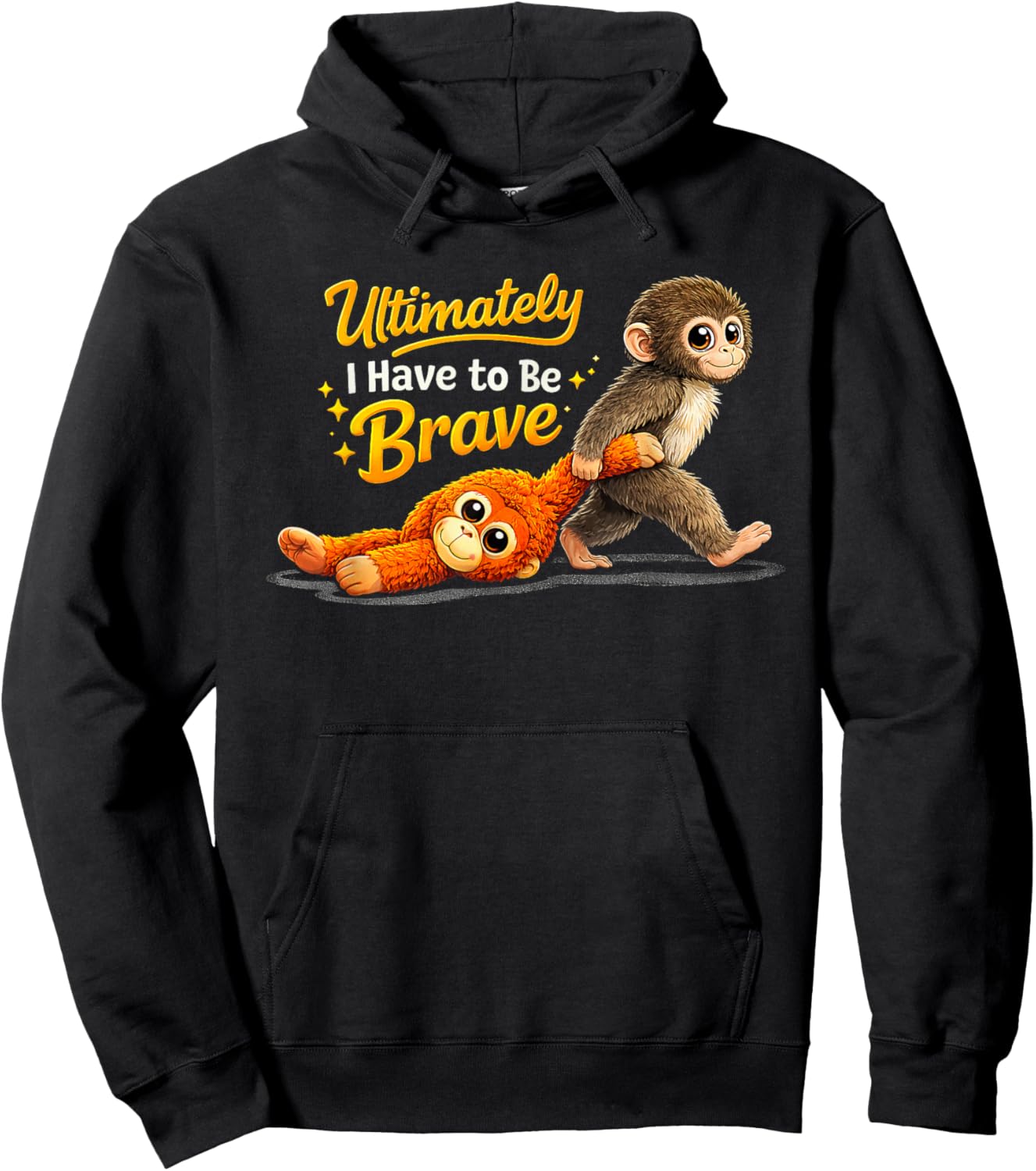 Retro Cute Monkey Punch Ultimately i Have to be Brave Viral Hoodie - Hoodie | Black