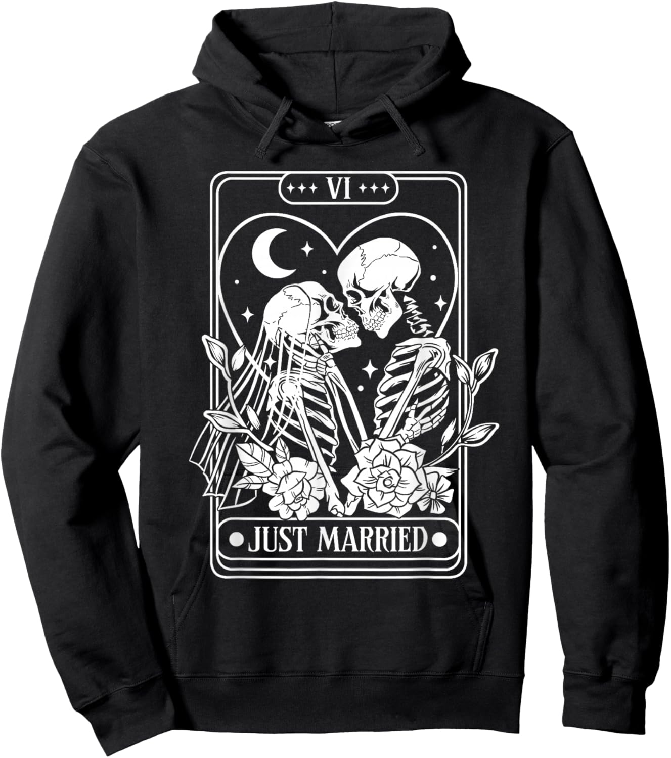 Just Married Skeleton Couples Tarot Card Mr & Mrs Gothic Hoodie - Hoodie | Black