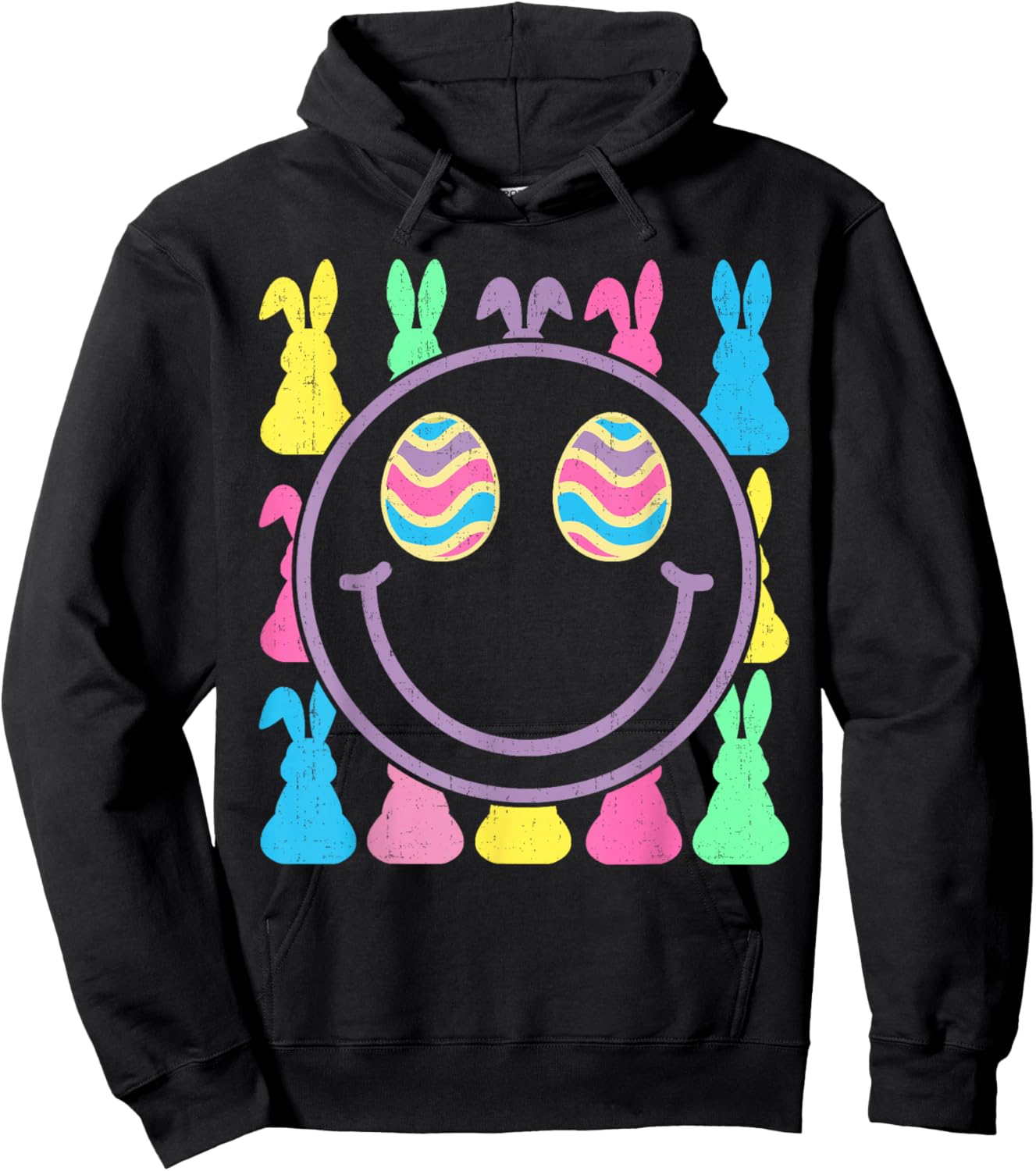 Retro Groovy Easter for Girls Kids Boy Cute Easter Toddler Hoodie - Hoodie | Black