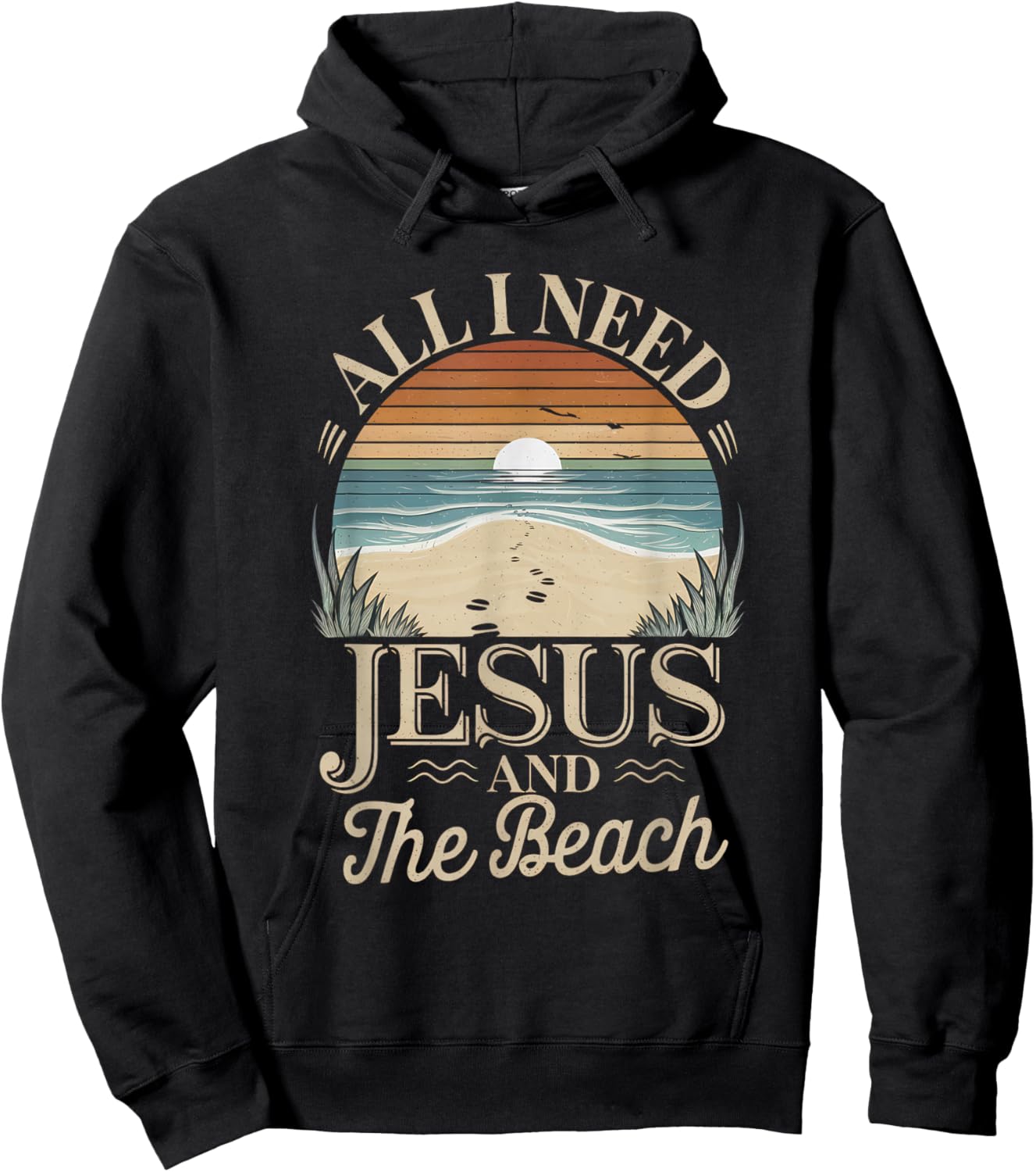 All I Need Jesus and The Beach Funny Christian Sun Vacation Hoodie - Hoodie | Black