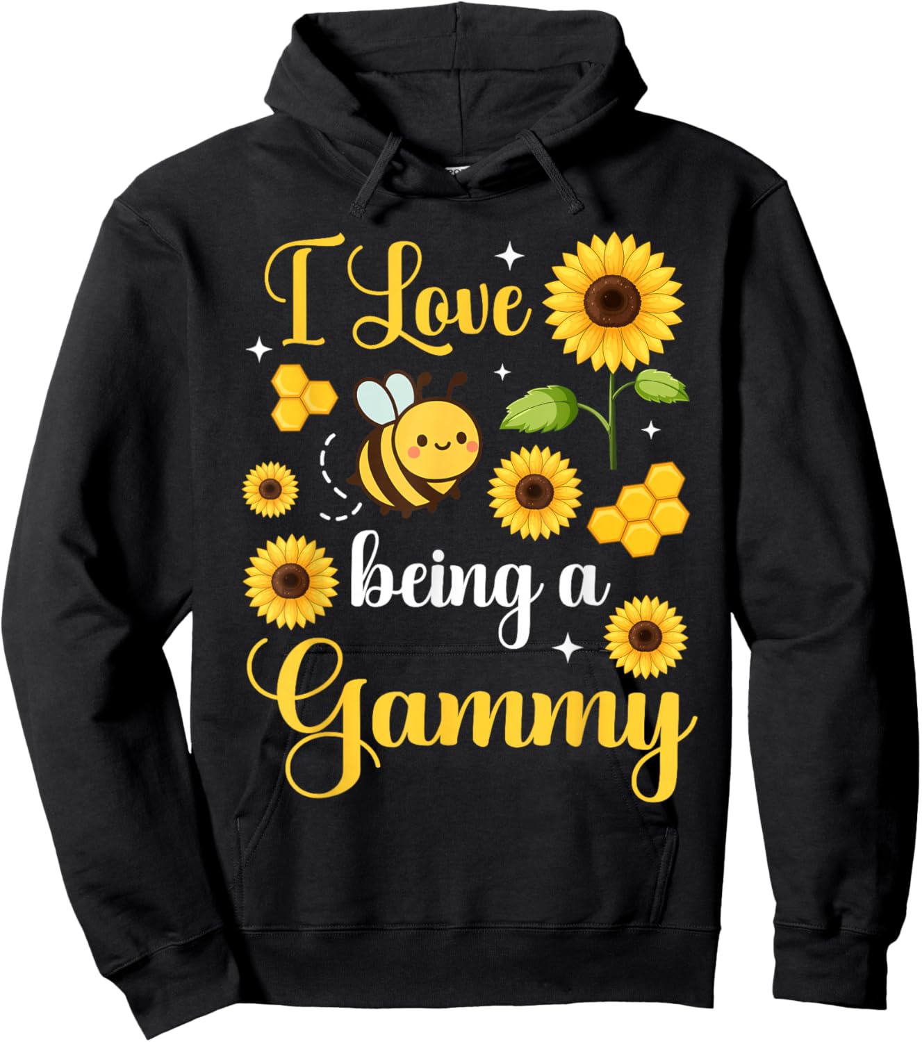 I Love Being A Gammy Sunflower and Bee Hoodie - Hoodie | Black