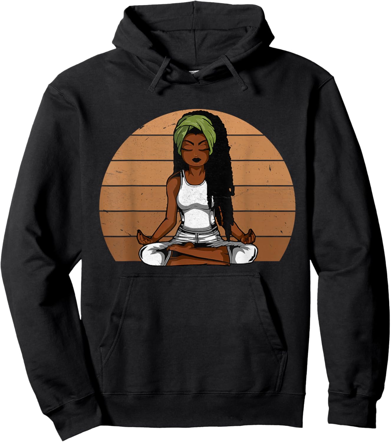 Afro Woman Meditating Yoga Vintage Black History Month Hoodie - Hoodie | Black