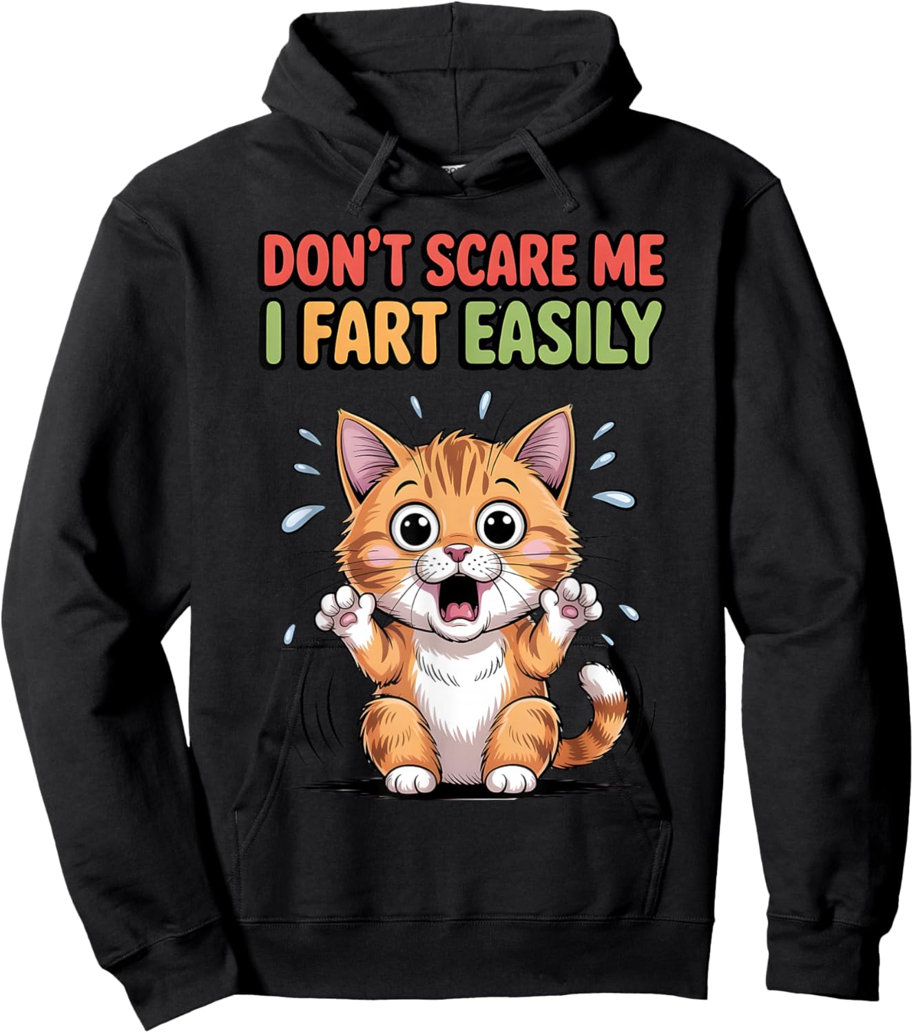 Don't Scare Me I Fart Easily Scared Cat Funny Meme Hoodie - Hoodie | Black