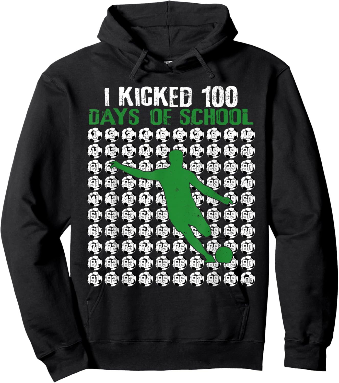 I Kicked 100 Days of School Soccer 100th Day Sport Kids Boys Hoodie - Hoodie | Black