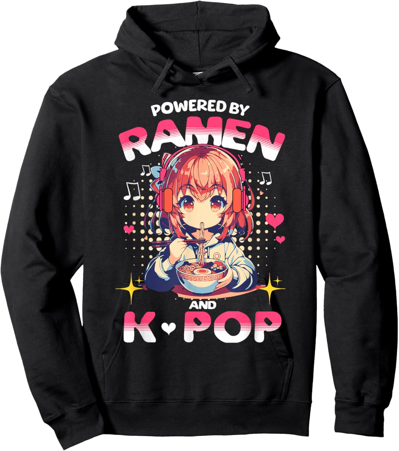 Powered by Ramen and K Pop Funny Anime Korean Music Manga Hoodie - Hoodie | Black