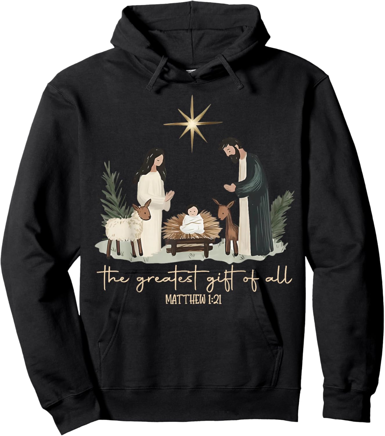 The Greatest Gift of All Jesus Christian Holiday Christmas Hoodie - Hoodie | Black
