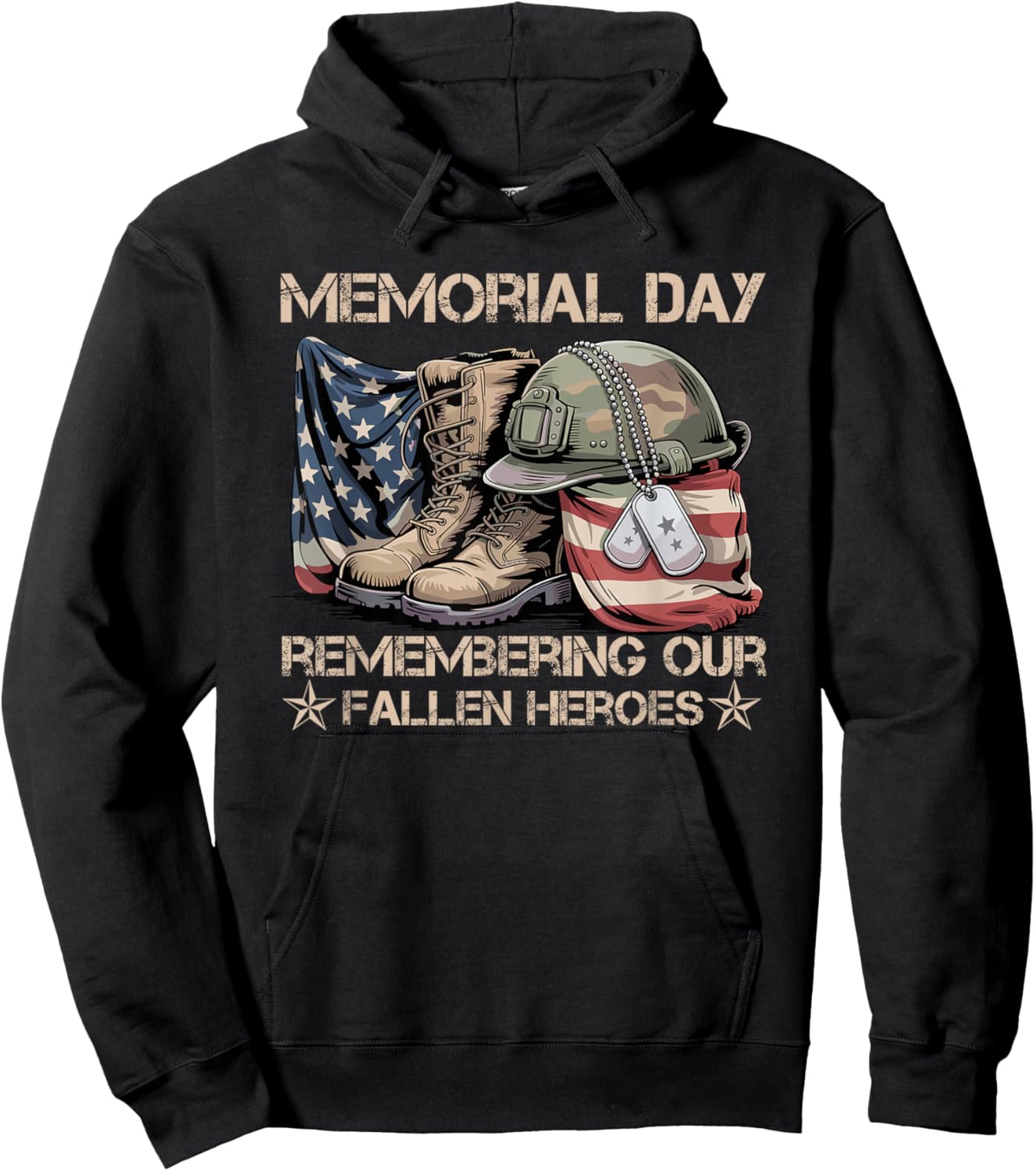 Memorial Day Remember Our Fallen Heroes Patriotic Men Women Hoodie - Hoodie | Black