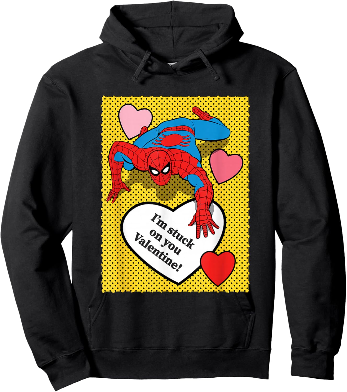 Marvel Comics Spider-Man Valentine Hearts Design Hoodie - Hoodie | Black