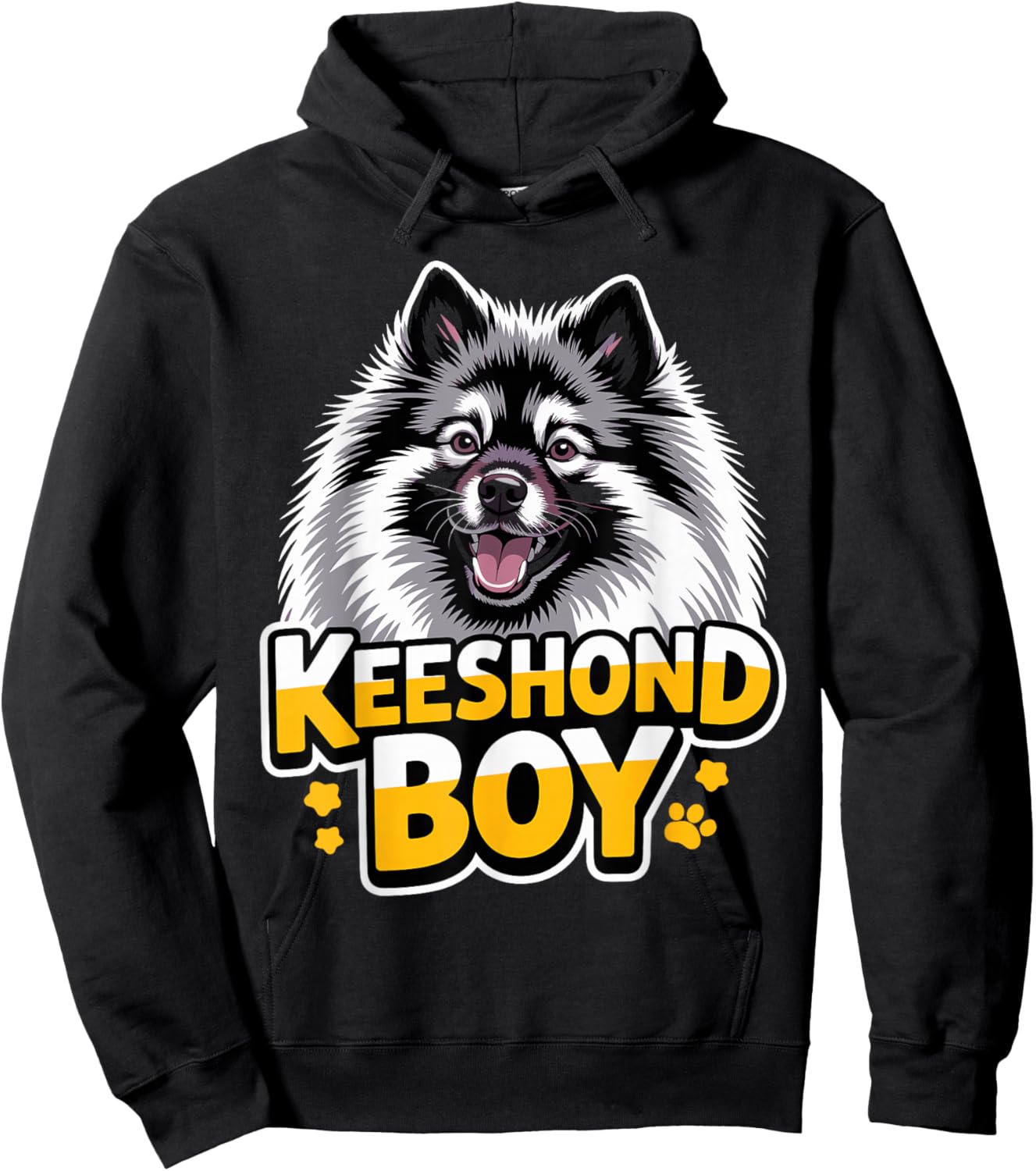 Keeshond Boy Cartoon Puppy Canine Dutch Pet Dog Breed Hoodie - Hoodie | Black