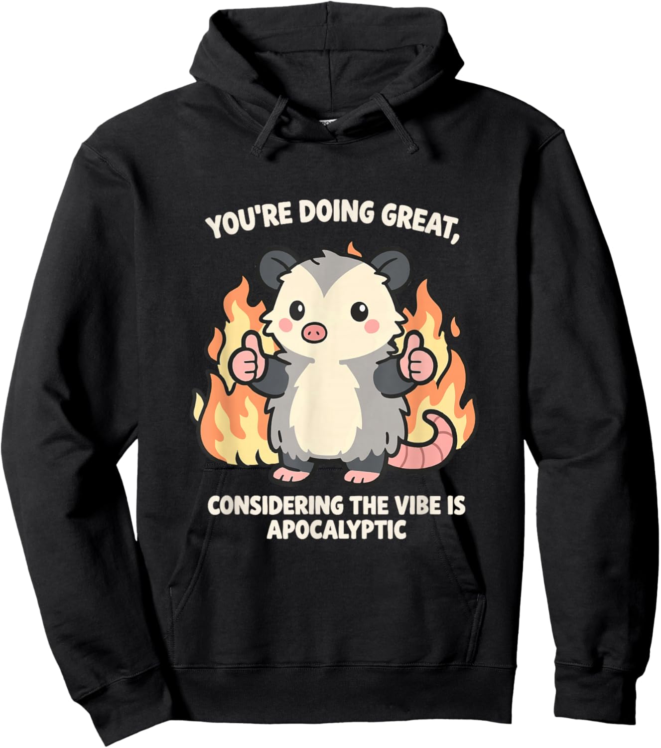 Funny Opossum Meme Kawaii Sarcastic Humor Girls Women Hoodie - Hoodie | Black