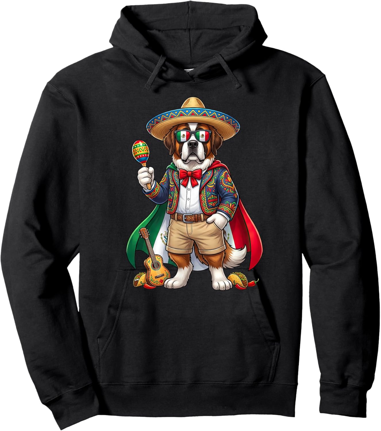 Funny Saint Bernard Cinco De Mayo Kids Mexican Hoodie - Hoodie | Black