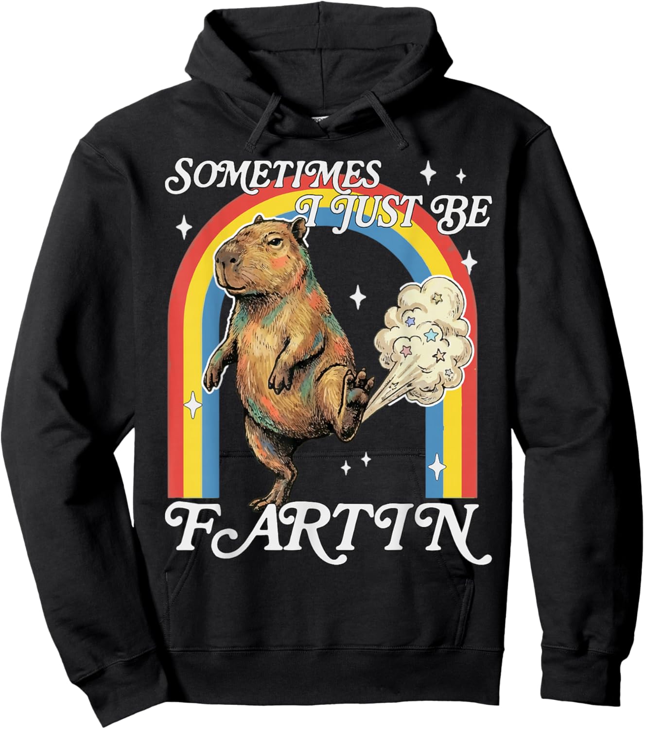 Sometimes I Just Be Fartin Capybara Funny Retro Meme Hoodie - Hoodie | Black