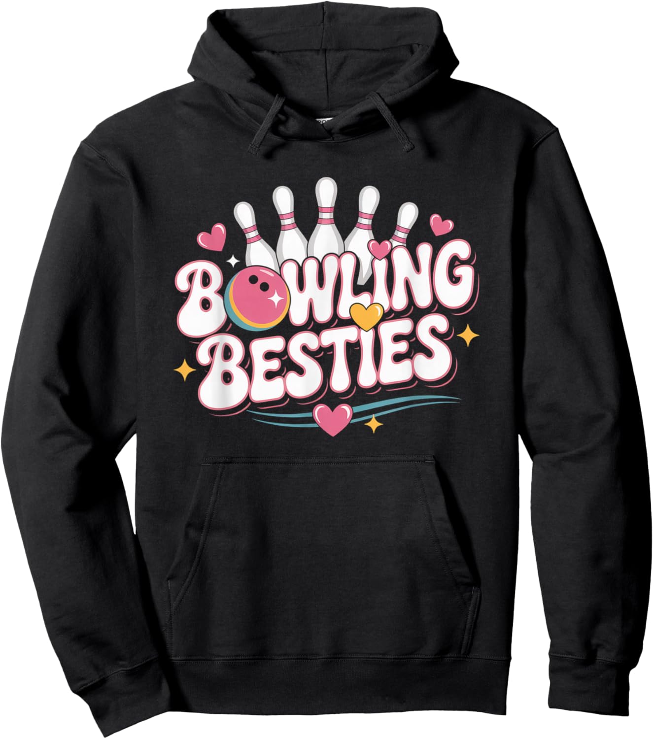 Fun Bowling Besties Women's Ten Pin Bowlers Hoodie - Hoodie | Black