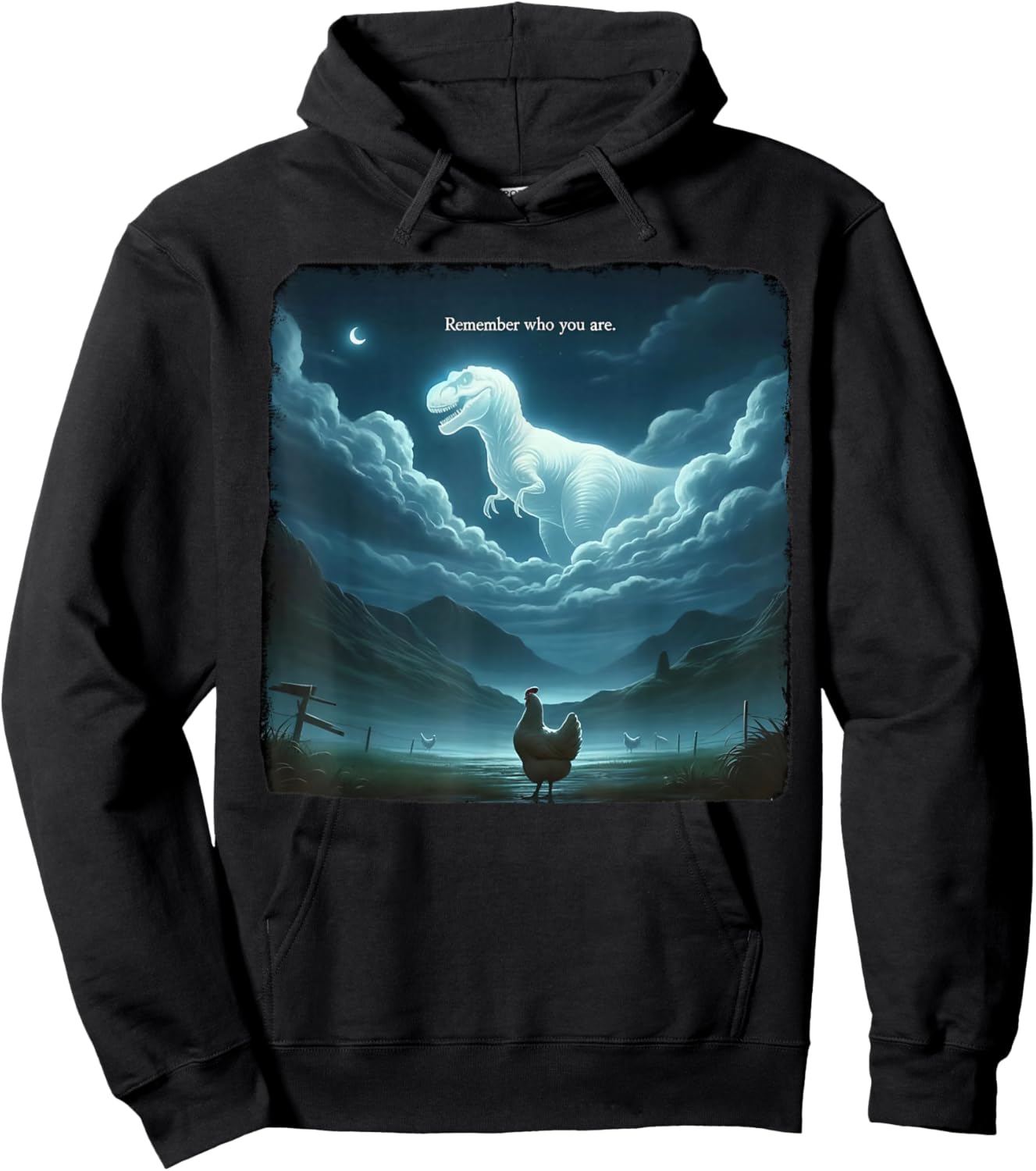 Remember Who are You Dinosaur Chicken Hoodie - Hoodie | Black