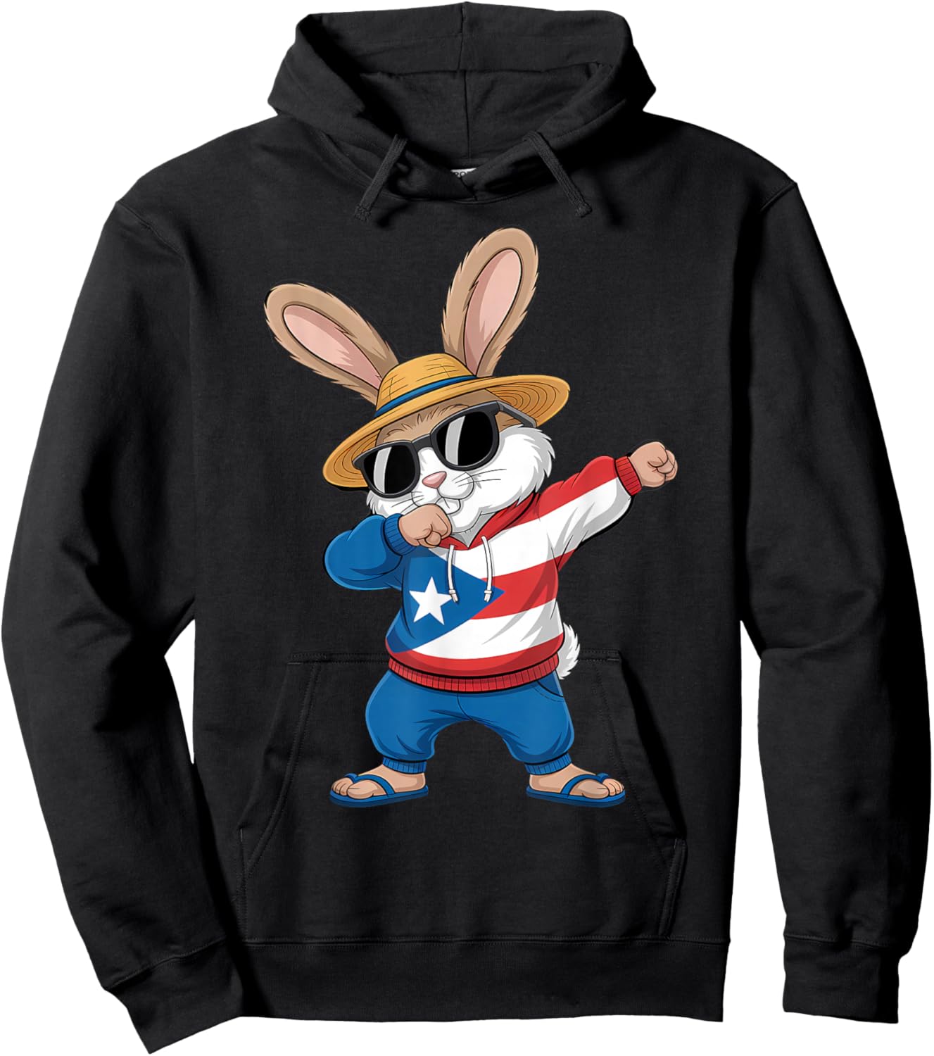 Puerto Rico Rabbit Puerto Rican Flag Bunny Hoodie - Hoodie | Black