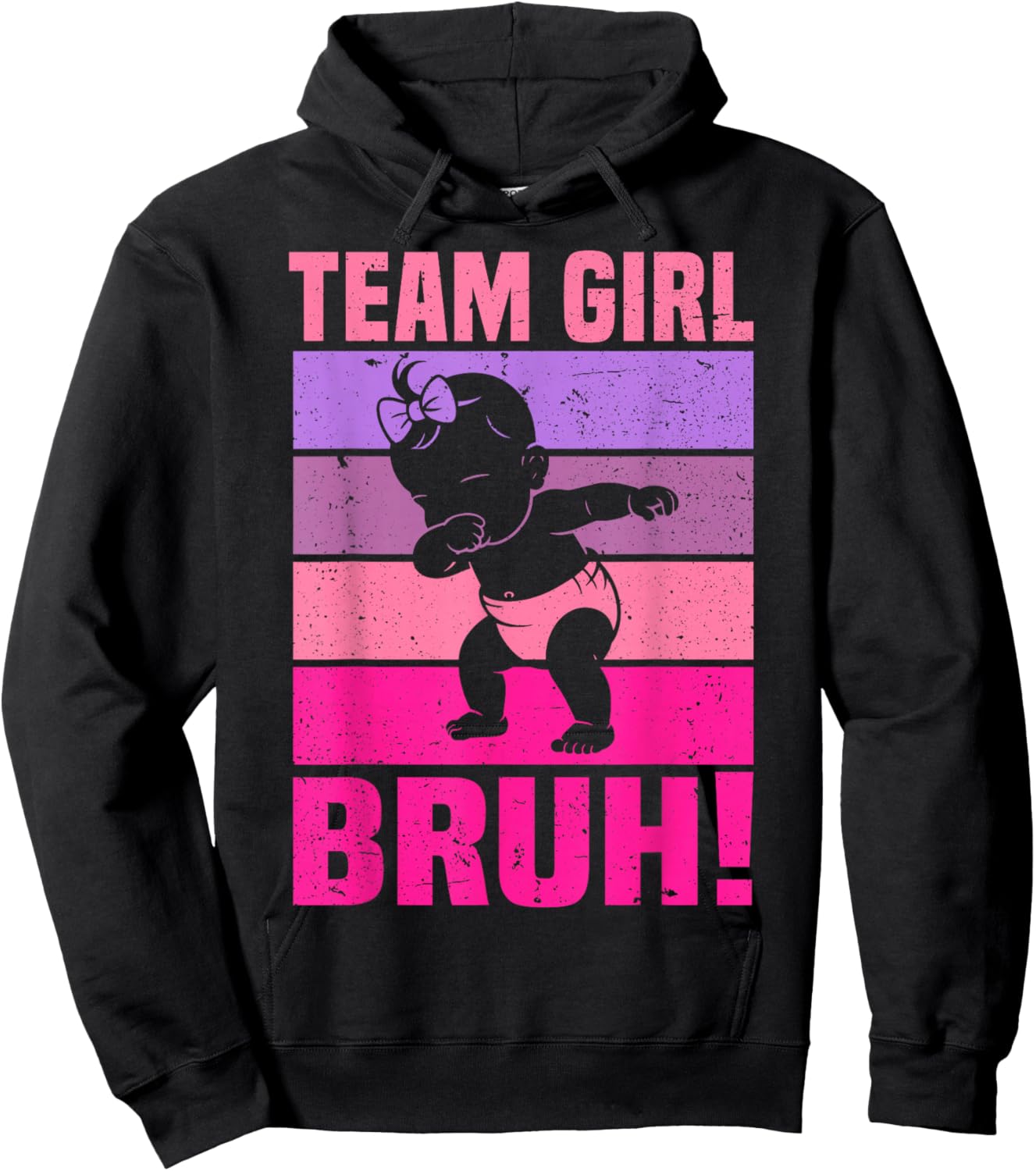 Family Team Girl Bruh Gender Reveal Party Announcement Hoodie - Hoodie | Black