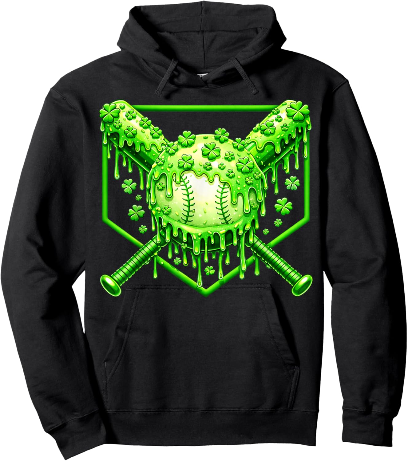 Dripping Drip Baseball Shamrock St Patricks Boy Kid Hoodie - Hoodie | Black