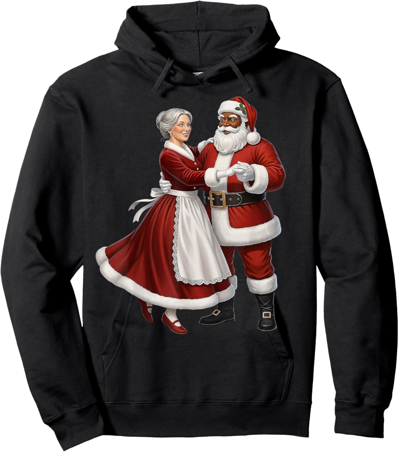 African Santa Mrs Claus Dancing African American Christmas Hoodie - Hoodie | Black