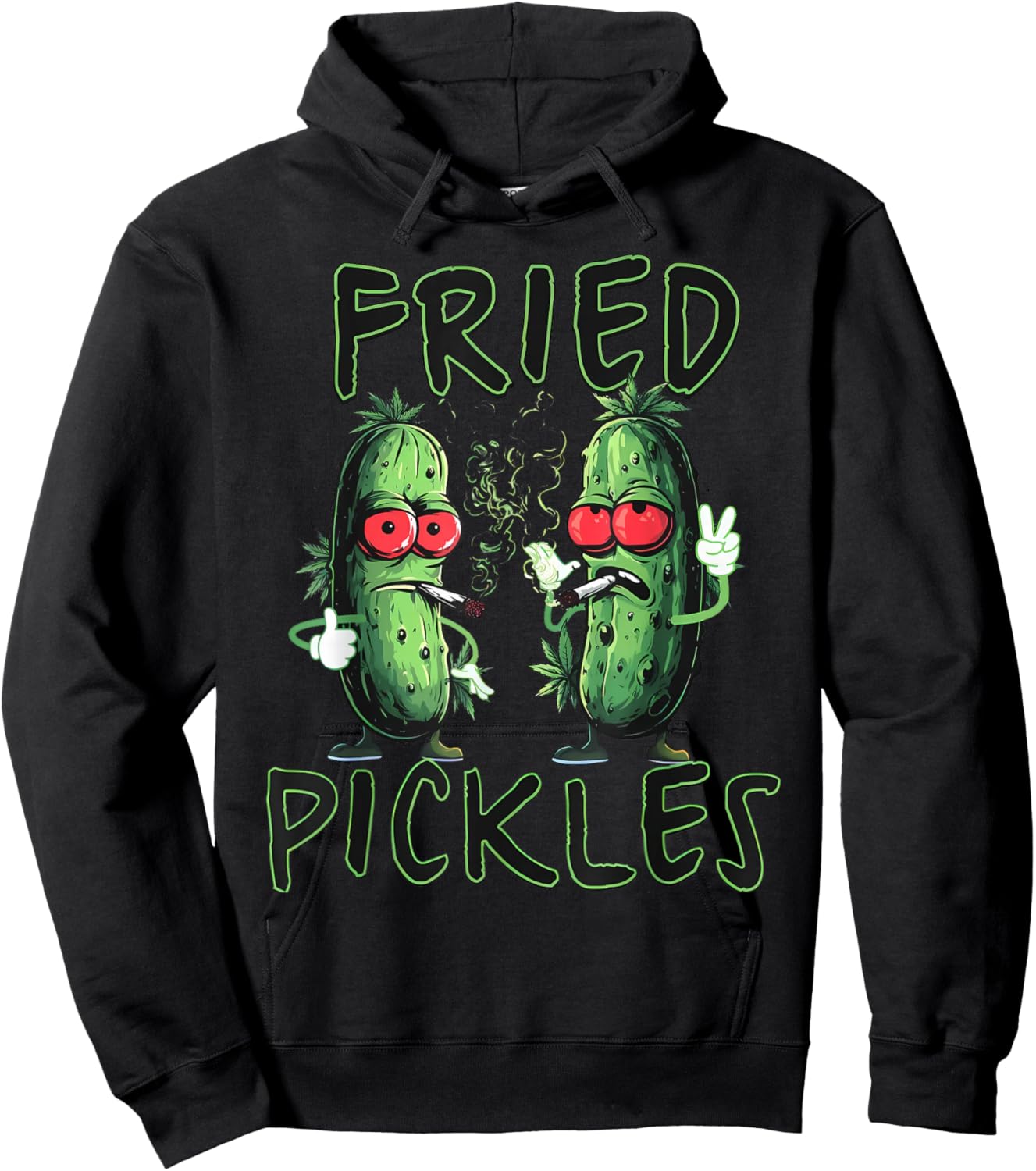 Funny Pickle Smoking Joint Weed Lover Cannabis Marijuana 420 Hoodie - Hoodie | Black