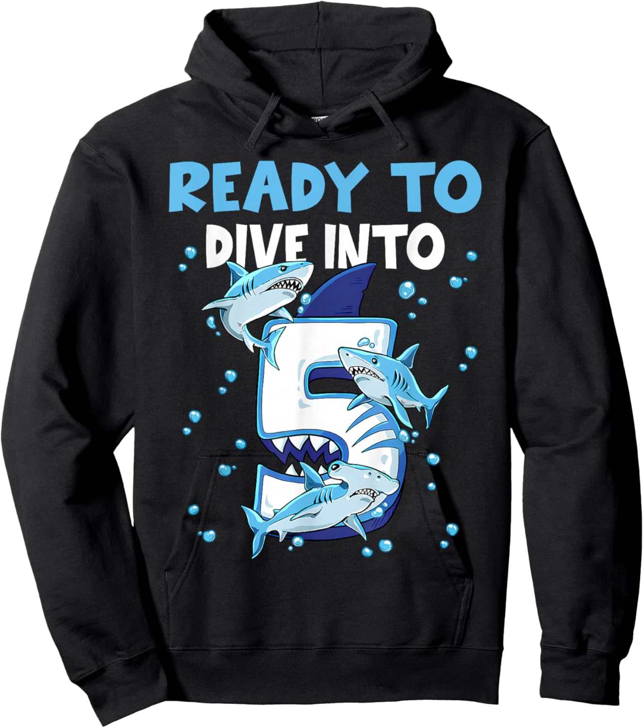 Ready to Dive into 5 Design for a 5 Years Old Birthday boy Hoodie - Hoodie | Black