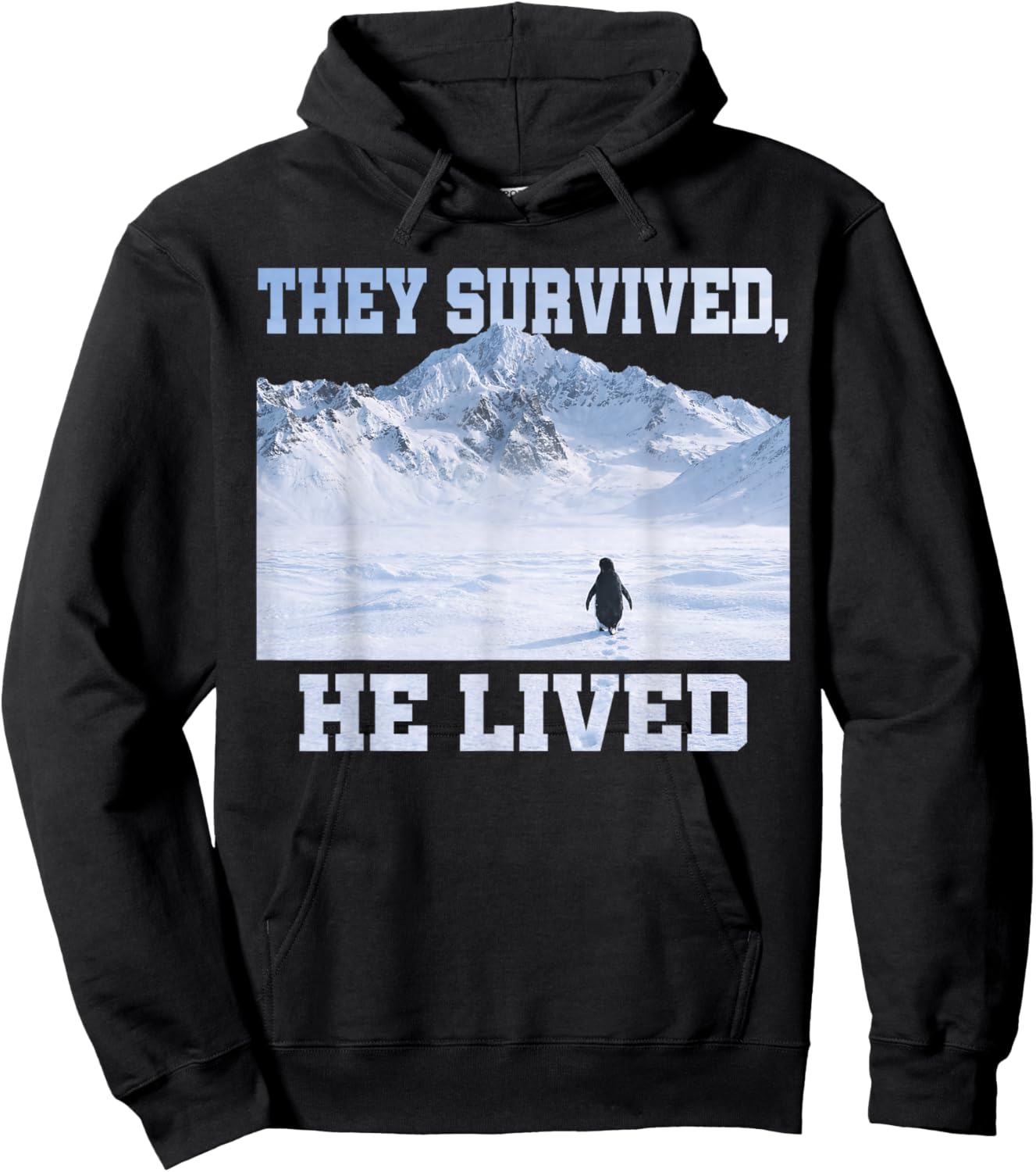 They Survived He Lived Penguin Mountain Hiking Hoodie - Hoodie | Black
