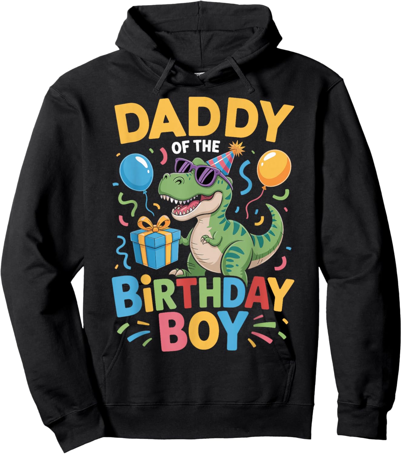 Daddy of The Birthday Party Outfit Dinosaur Squad Dad Hoodie - Hoodie | Black