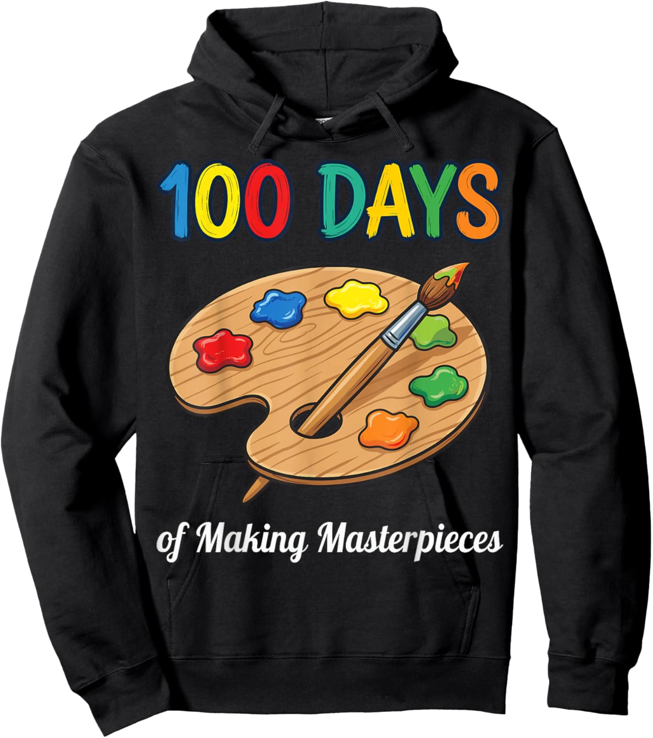 100 Days of School Art Teacher Student Palette Hoodie - Hoodie | Black