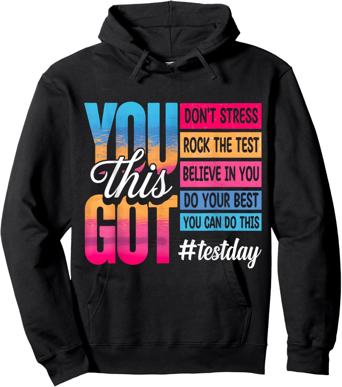 Test Day Rock The Test Teacher Testing Day Cute Exam Testing Hoodie - Hoodie | Black