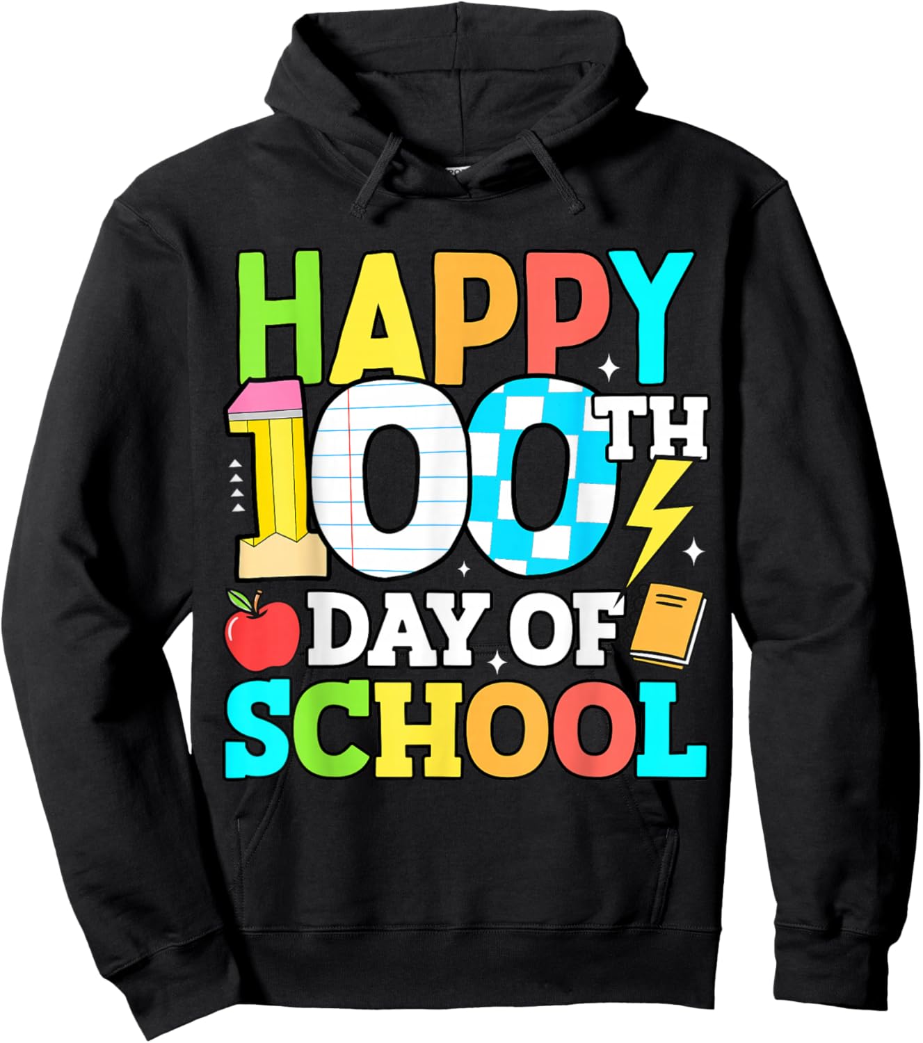 Happy 100 Days of School Teacher 100th Day of School Kids Hoodie - Hoodie | Black