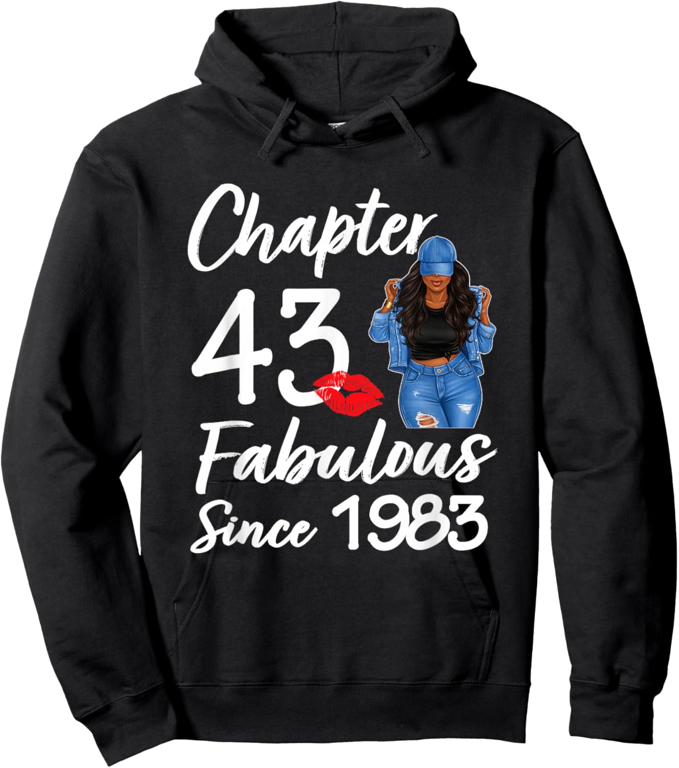 Chapter 43 Fabulous Since 1983 43rd Birthday Black Women Hoodie - Hoodie | Black
