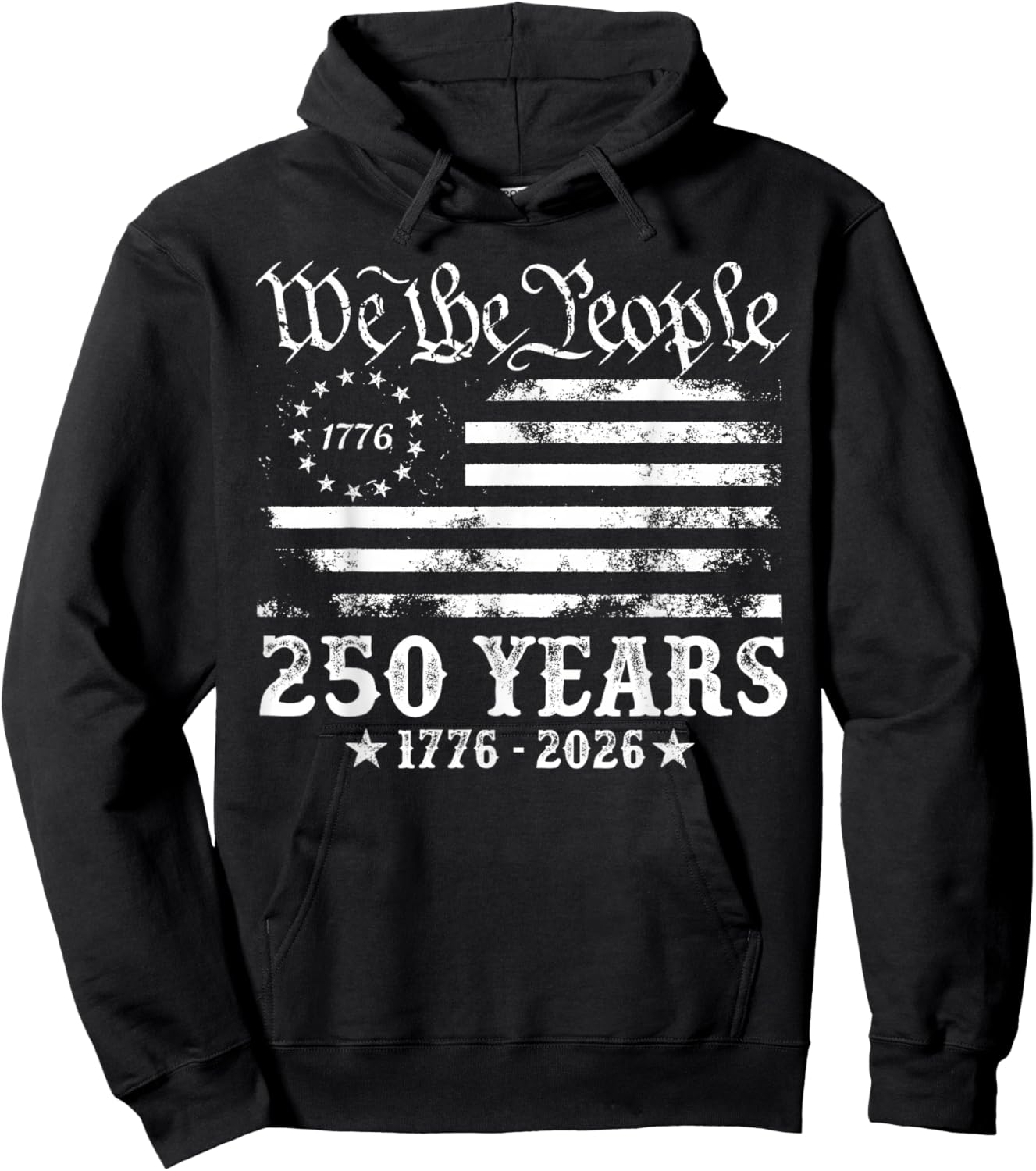 Vintage 250 Years American Flag 1776 2026 250th USA Birthday Hoodie - Hoodie | Black
