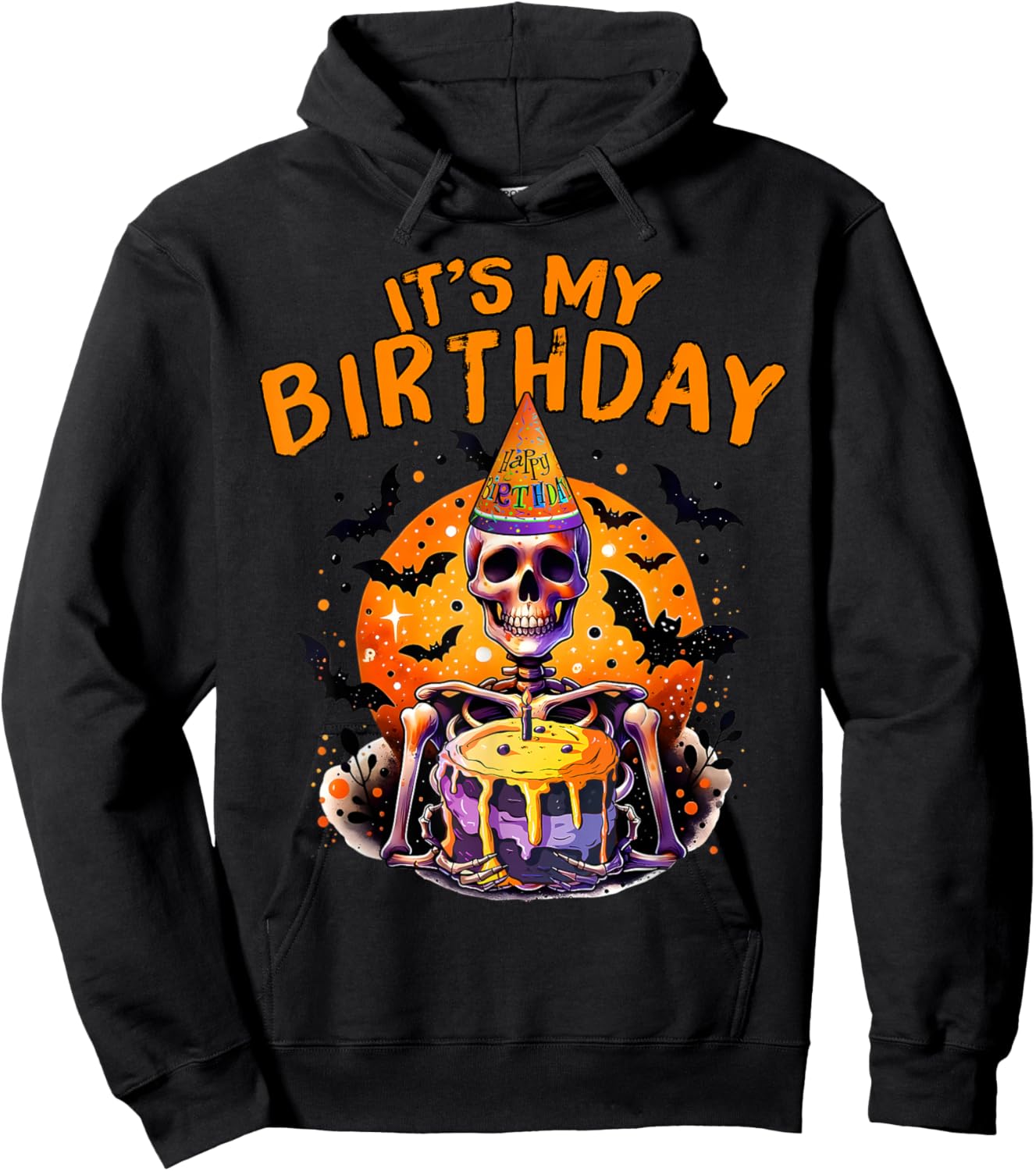 It's My Birthday Skeleton Happy Halloween Birthday Party Hoodie - Hoodie | Black
