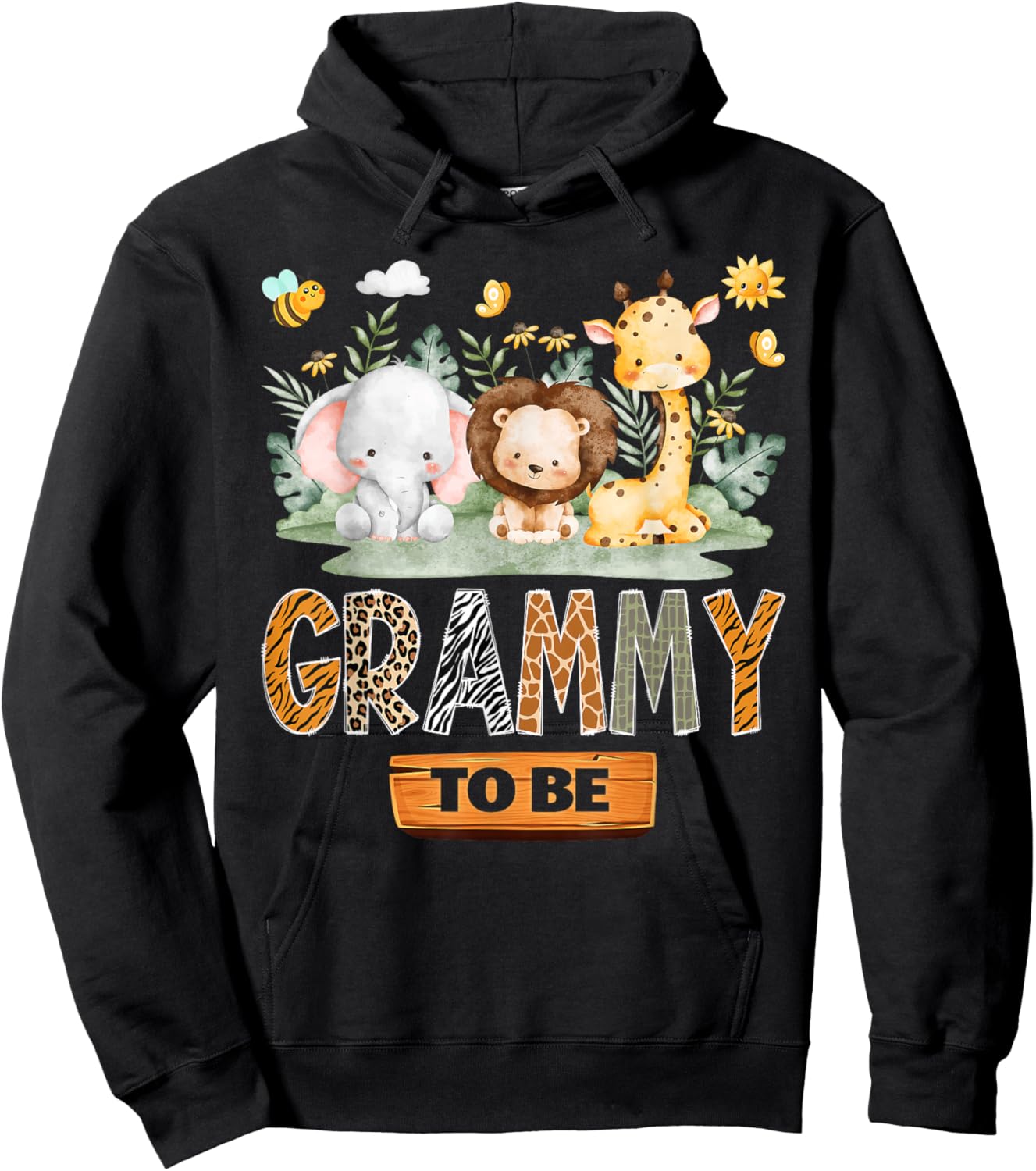 Grammy to Be Safari Jungle Animal Gender Reveal Party Hoodie - Hoodie | Black