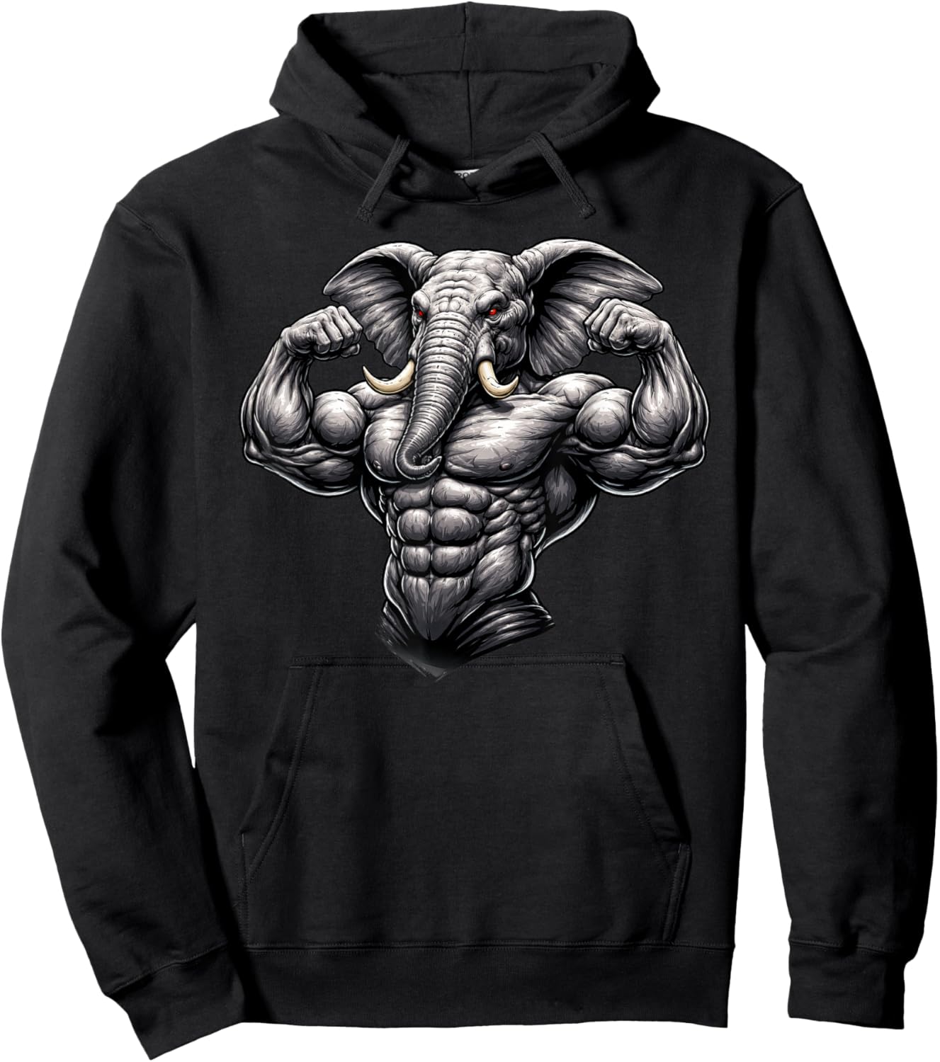 Muscular Elephant Powerlifting Weightlifting Gym Workout Hoodie - Hoodie | Black