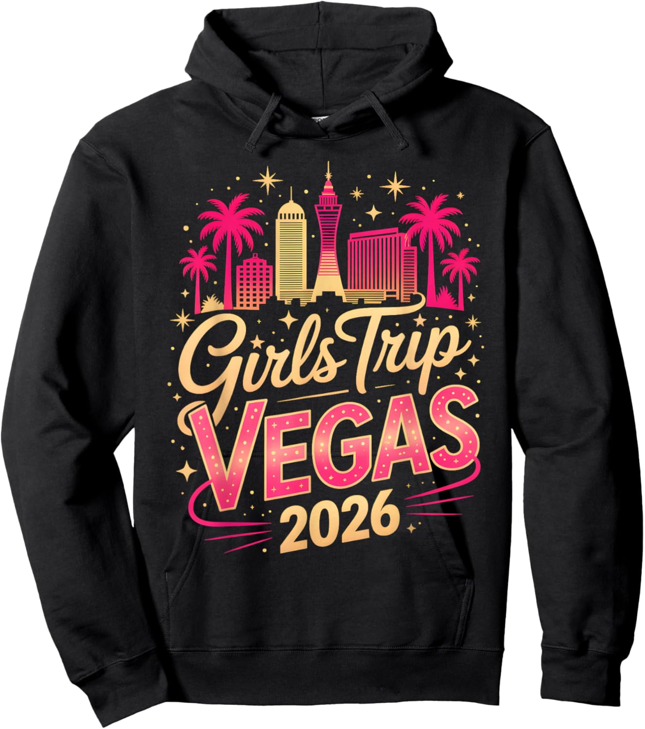 Girls Trip Vegas 2026 Matching Group Vacation Squad Bachelor Hoodie - Hoodie | Black