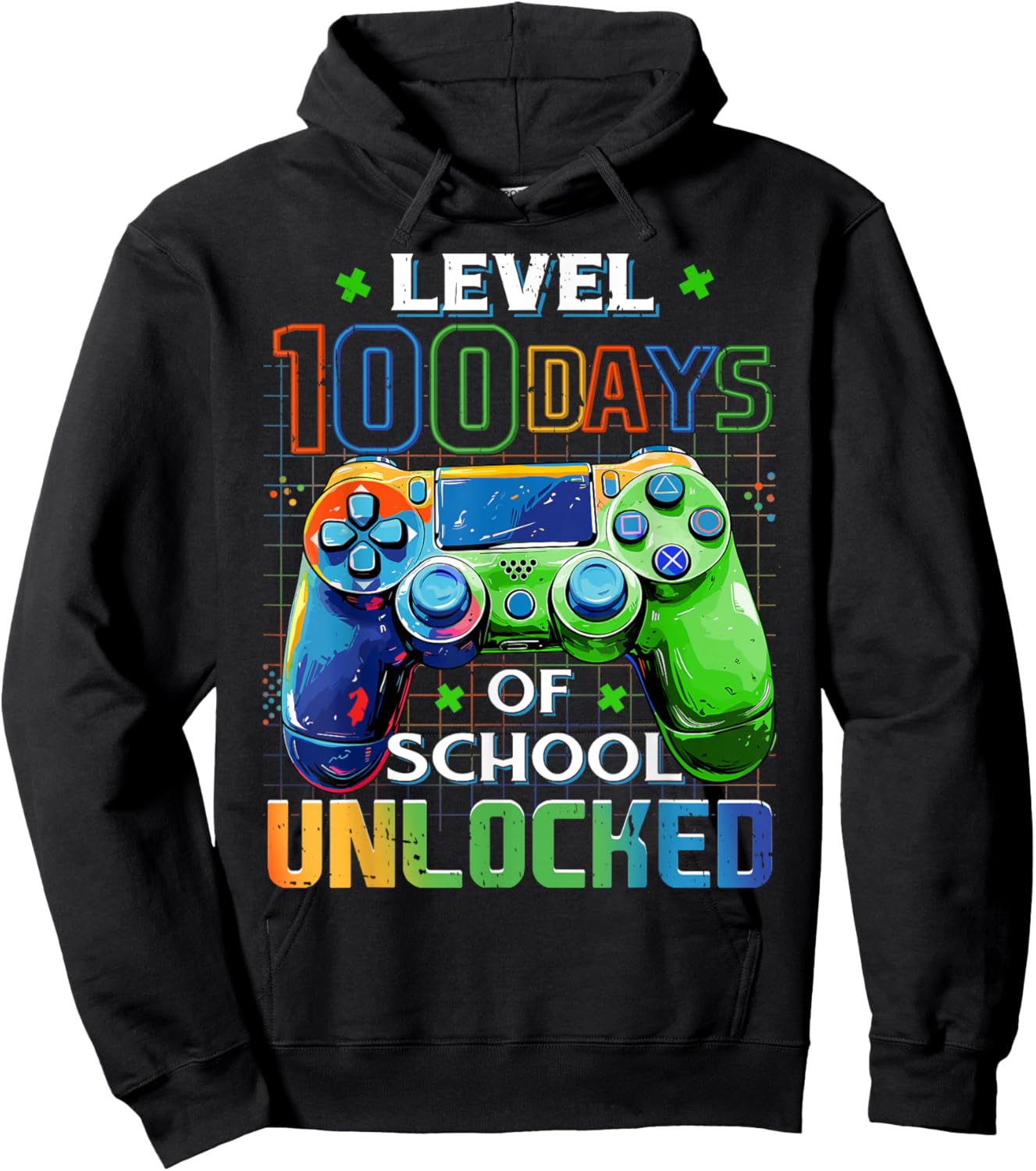 Level 100 Days of School Unlocked Boys 100th Day of School Hoodie - Hoodie | Black