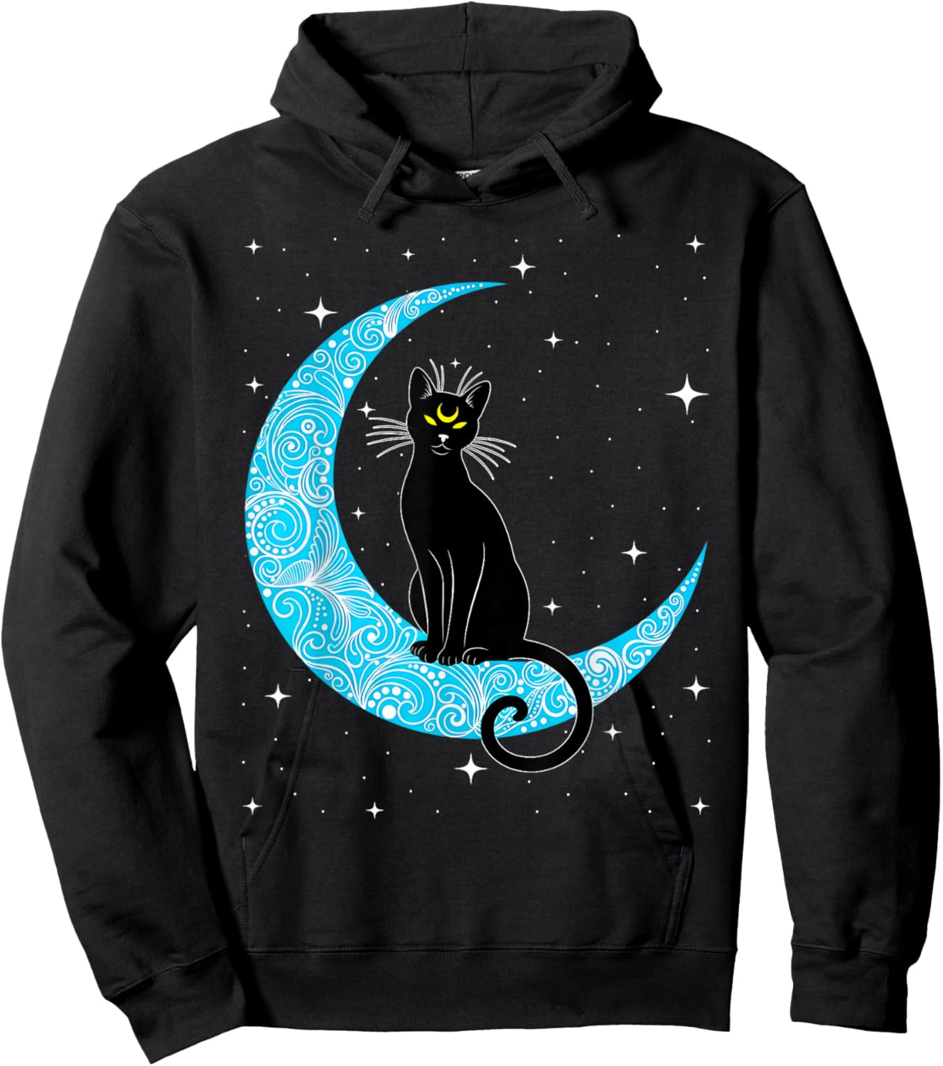 Black Cat Crescent Moon Sailor Mum Hoodie - Hoodie | Black