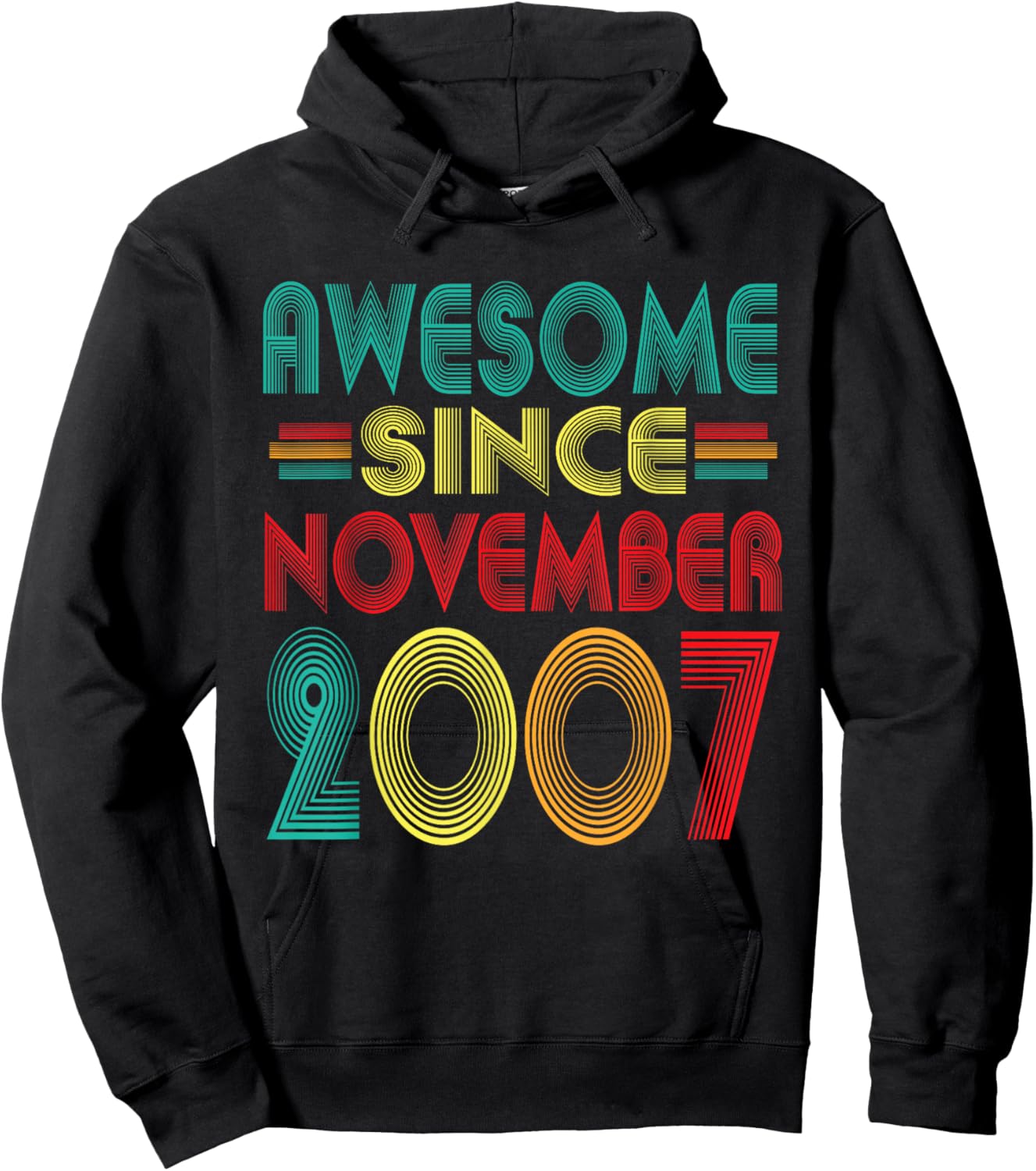Awesome Since November 2007 Years 18th Bday Funny Vintage Hoodie - Hoodie | Black