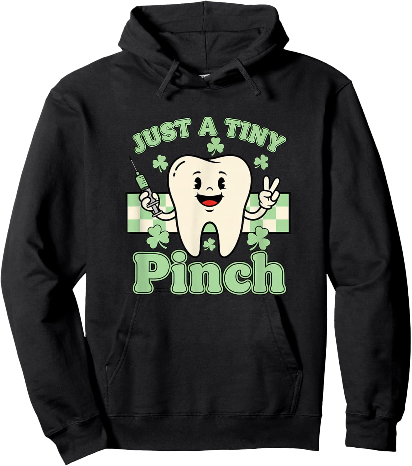 Just A Tiny Pinch Tooth Funny Kids Irish Shamrock Hoodie - Hoodie | Black