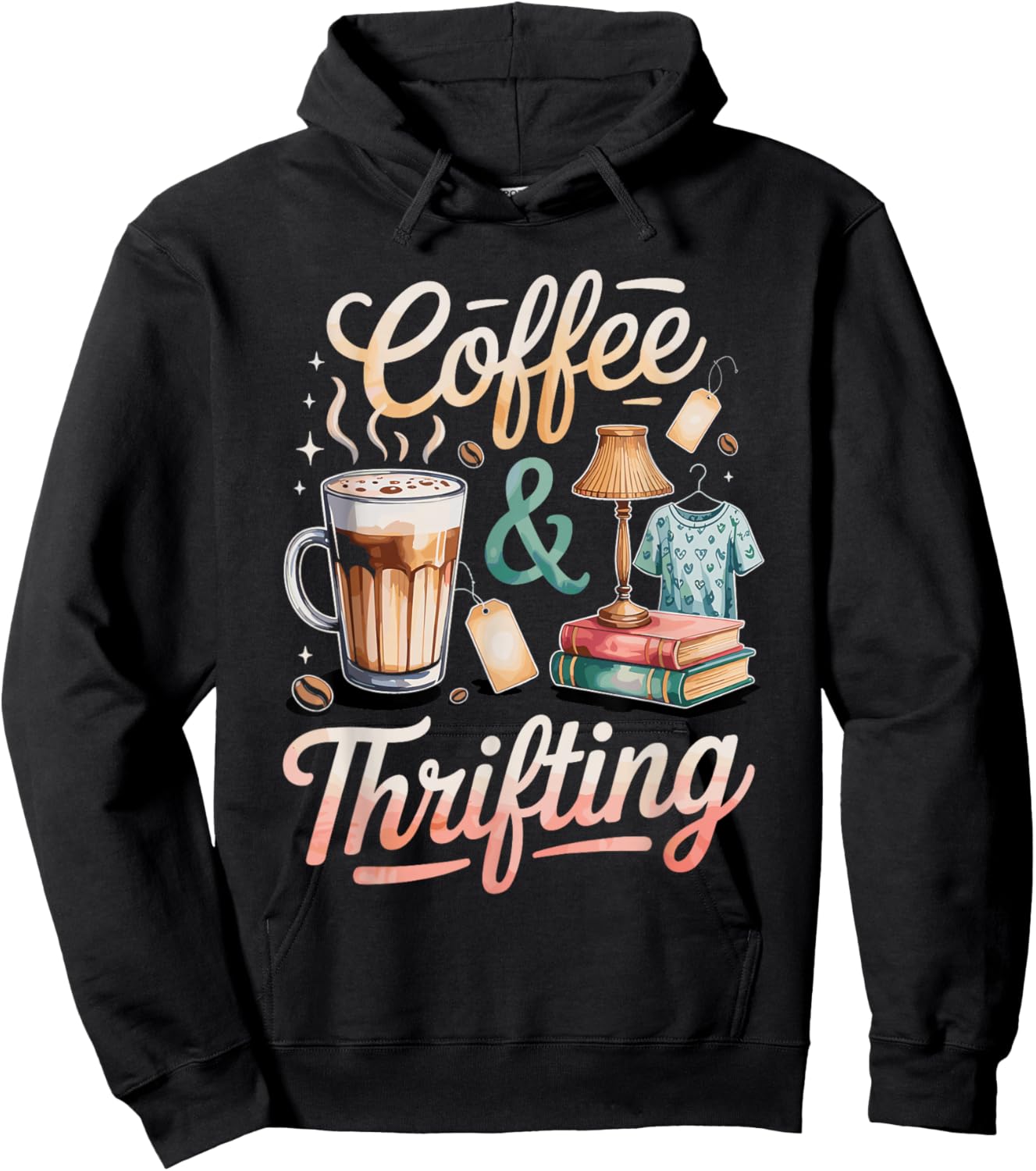 Coffee and Thrifting Hoodie - Hoodie | Black